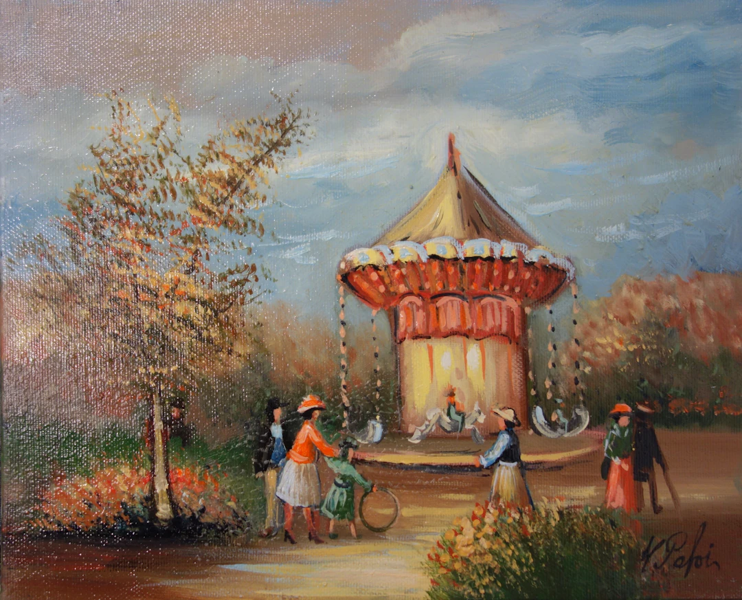 Michel PABOIS - Le Caroussel - Huile sur toile originale signée