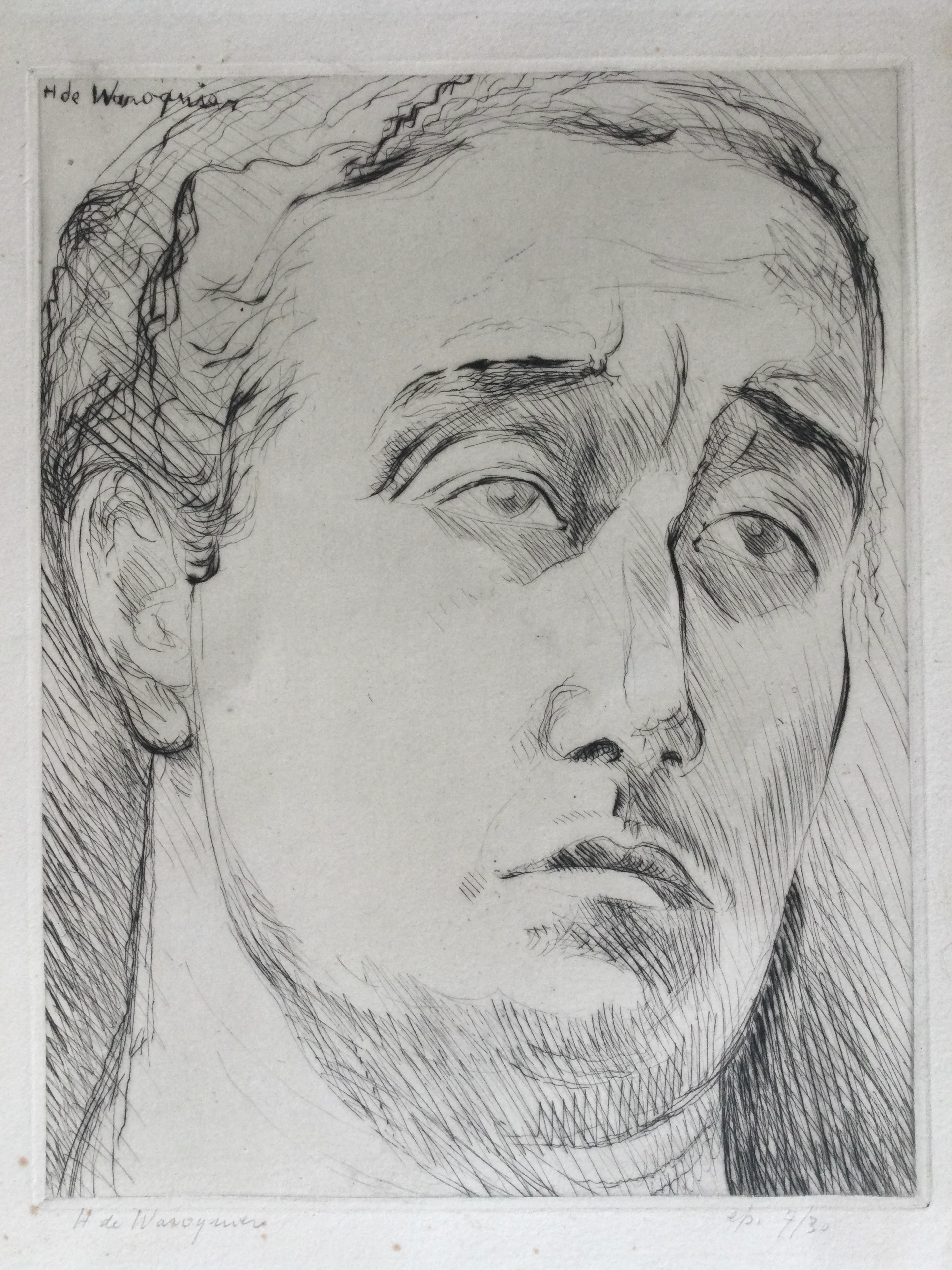 Henry de WAROQUIER - Portrait d’homme, vers 1945 - Gravure signée au crayon