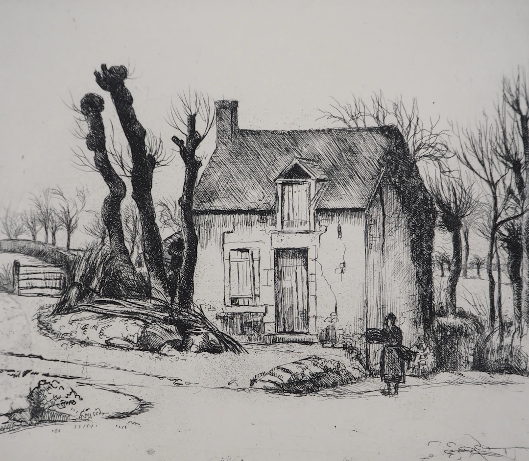 Eugène CORNEAU : La locature - Gravure Originale Signée, 1946