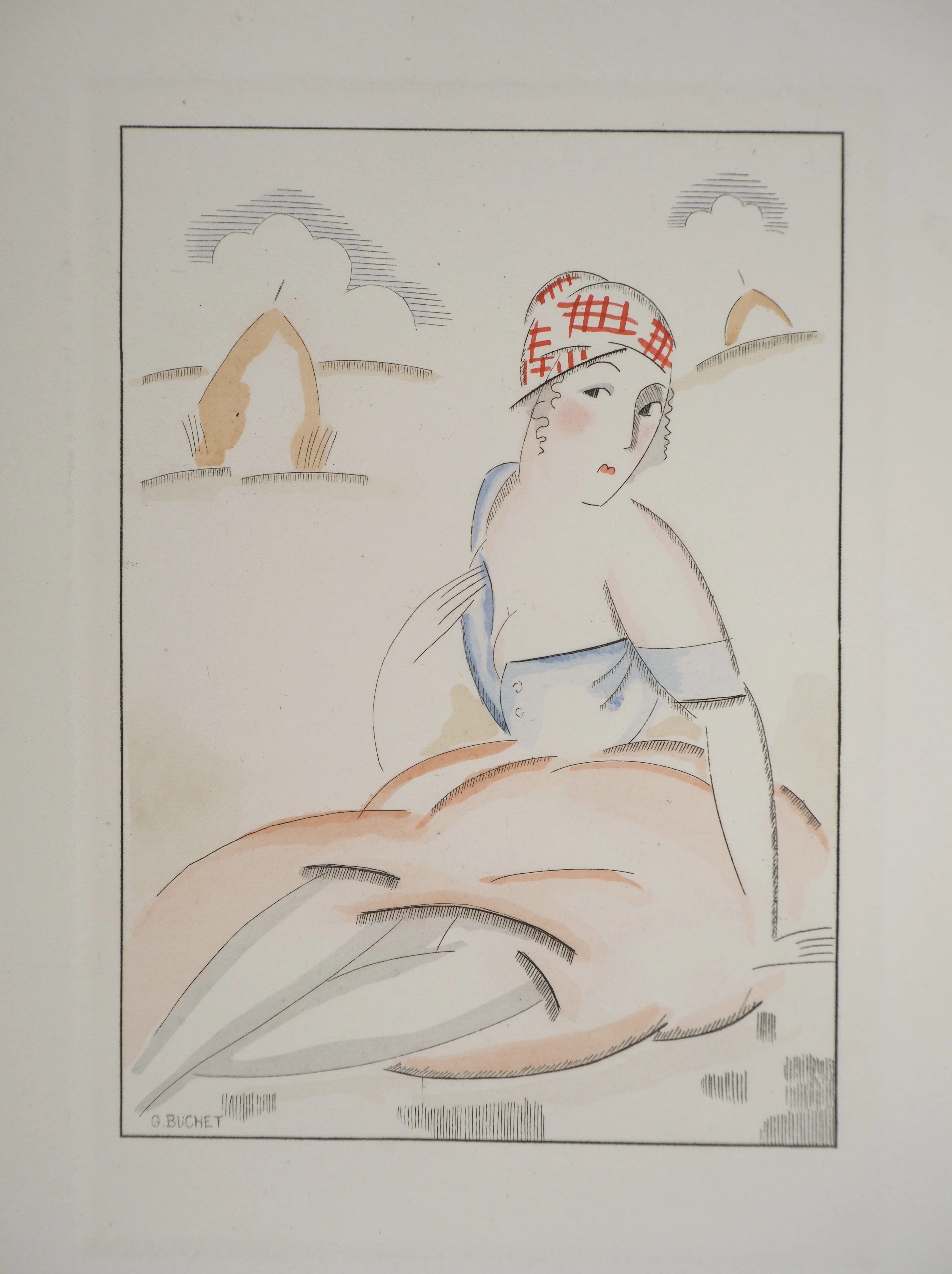Gustave BUCHET : La fermière après la moisson, Gravure originale et