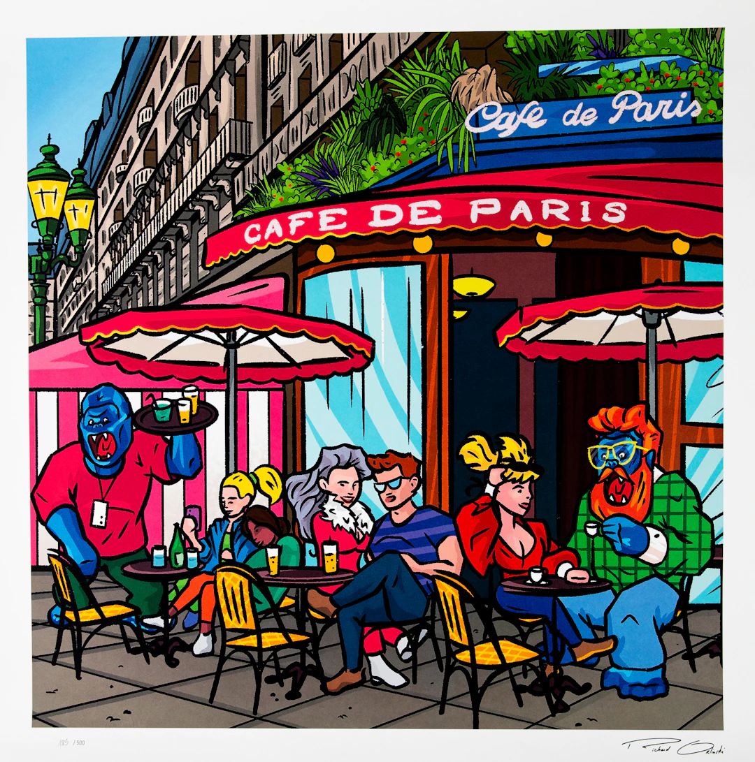 Richard ORLINSKI : Café de Paris - Digigraphie Numerotée à la main et Signé