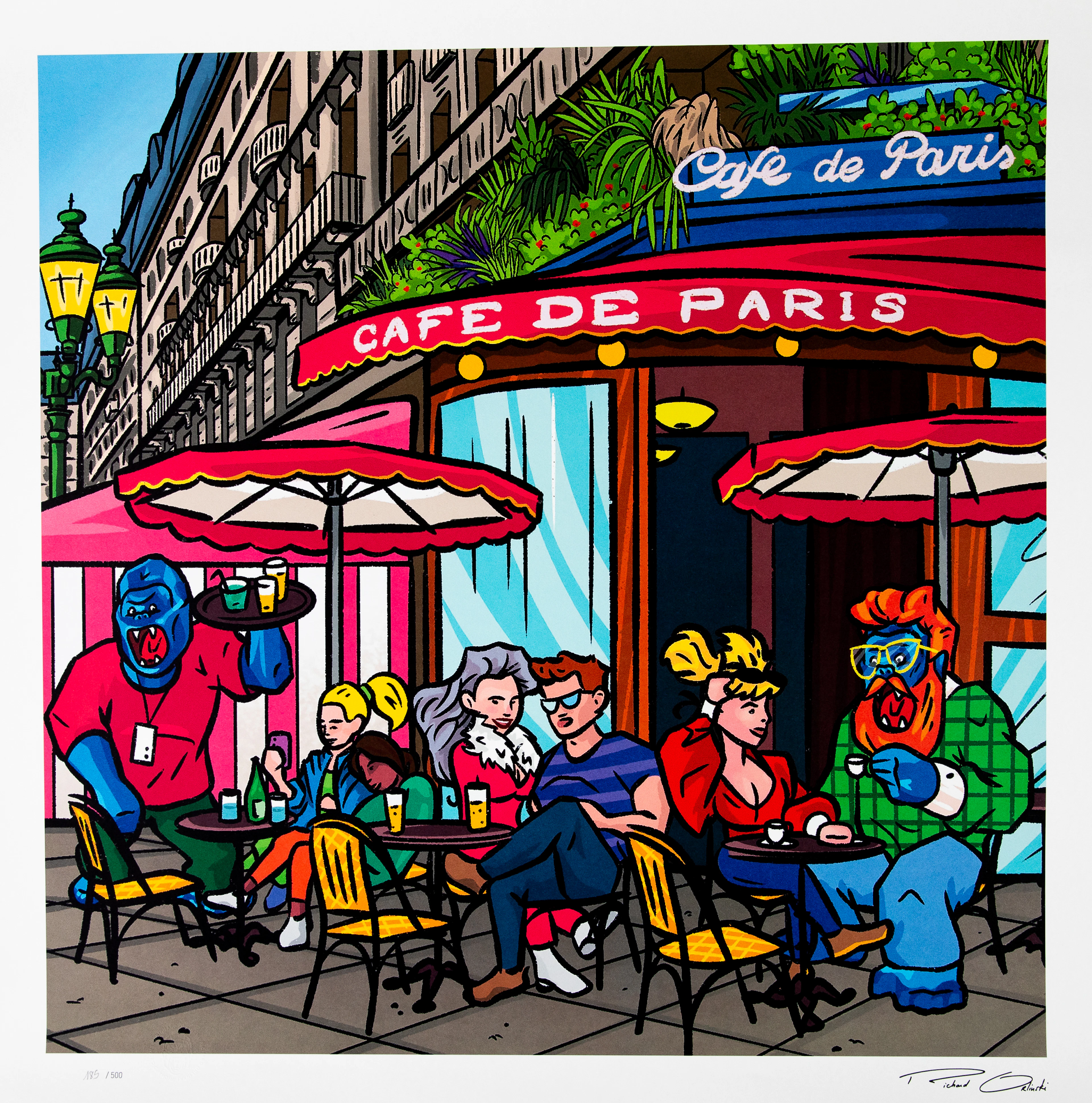 Richard ORLINSKI : Café de Paris - Digigraphie Numerotée à la main et Signé