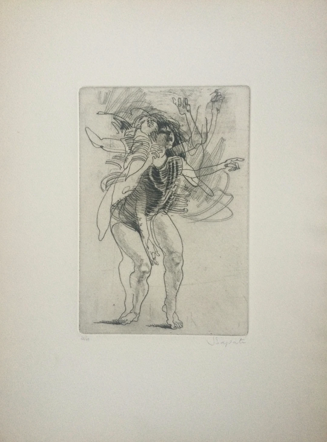 Julio ZAPATA - Personnage en mouvement - Eau-forte signée à la main
