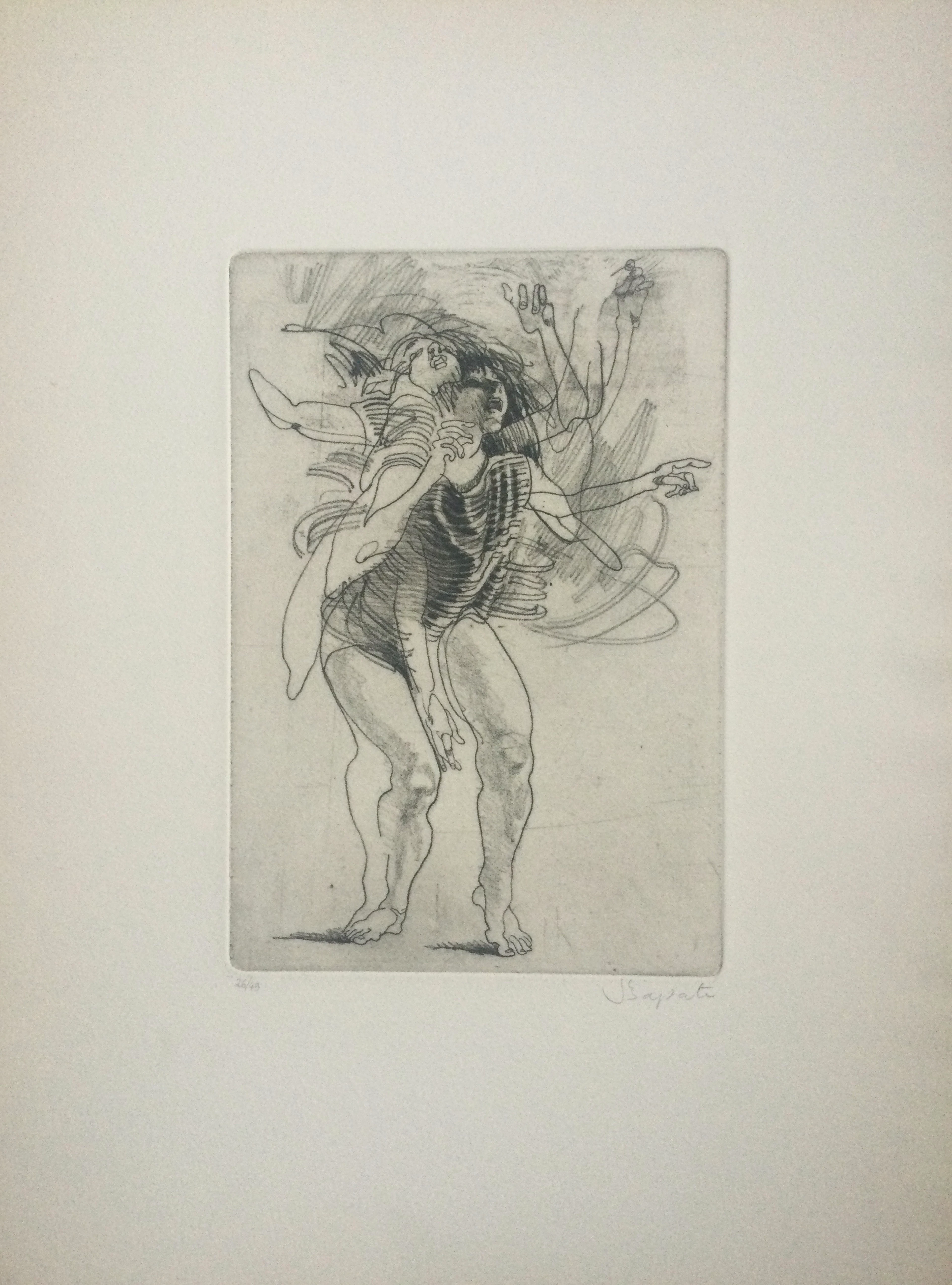 Julio ZAPATA - Personnage en mouvement - Eau-forte signée à la main