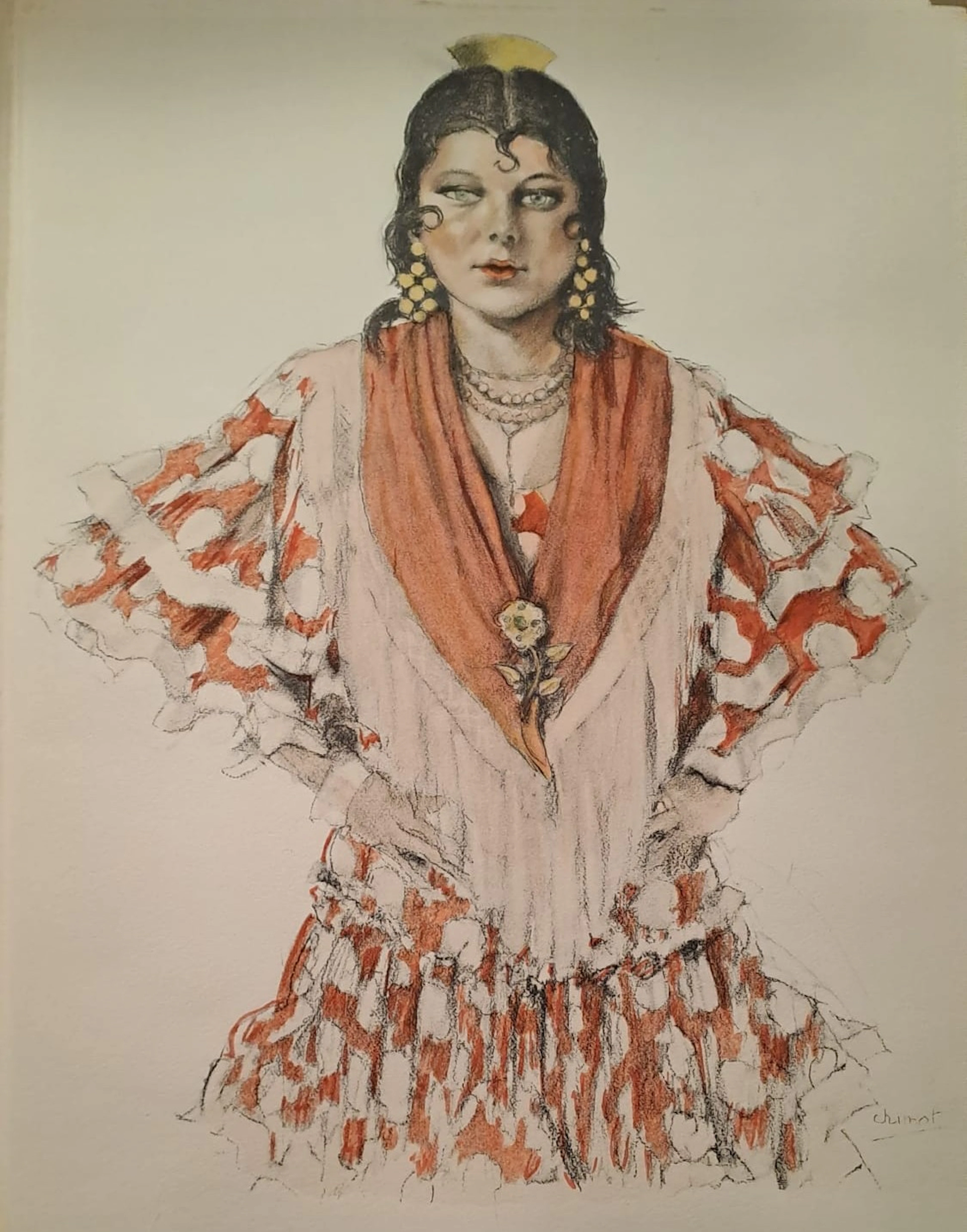 Edouard Jules Chimot - Une danseuse du Sagromonte - Lithographie originale