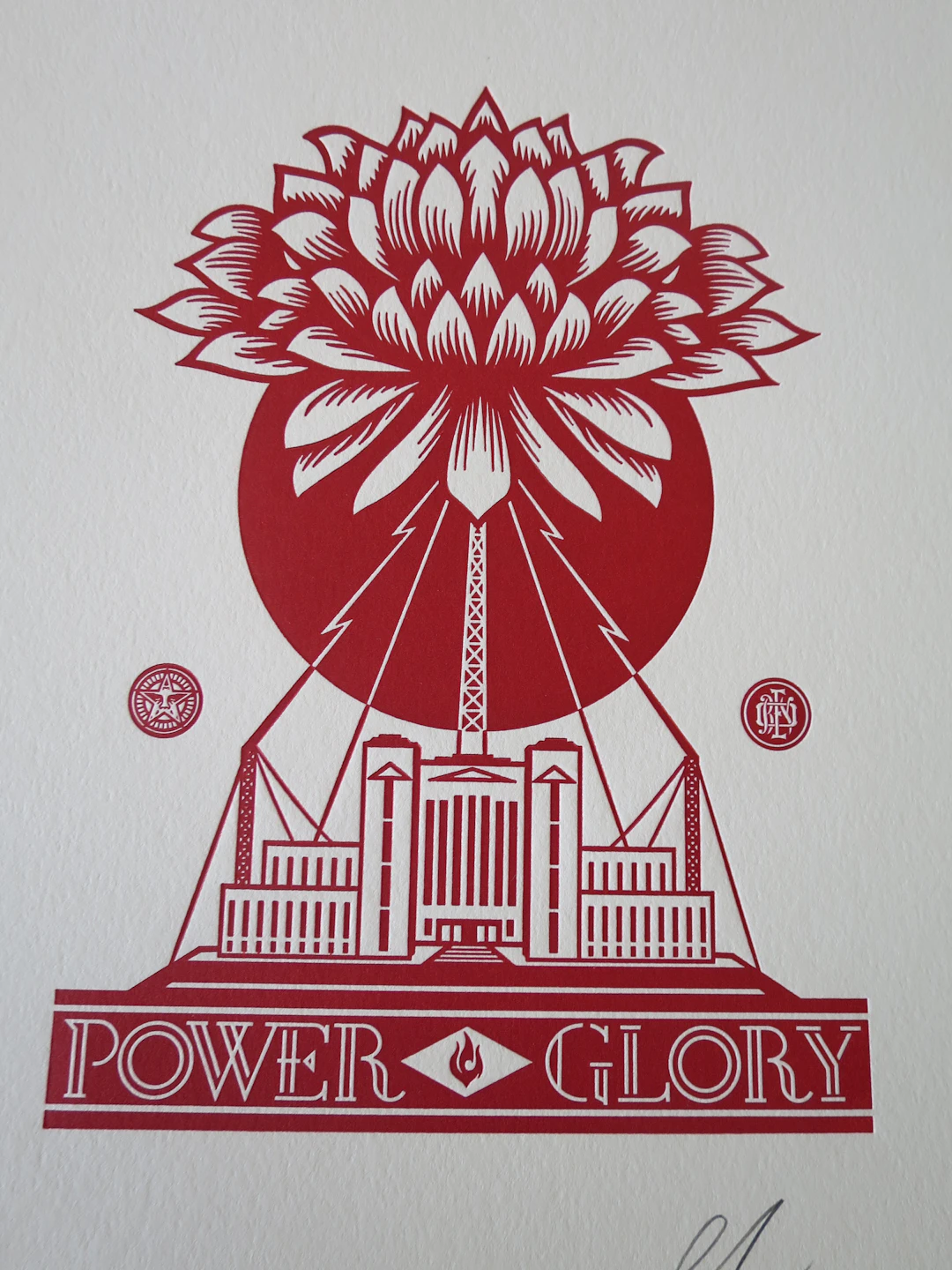 Shepard FAIREY (Obey) - Power Glory 2016 - Impression typographique signée