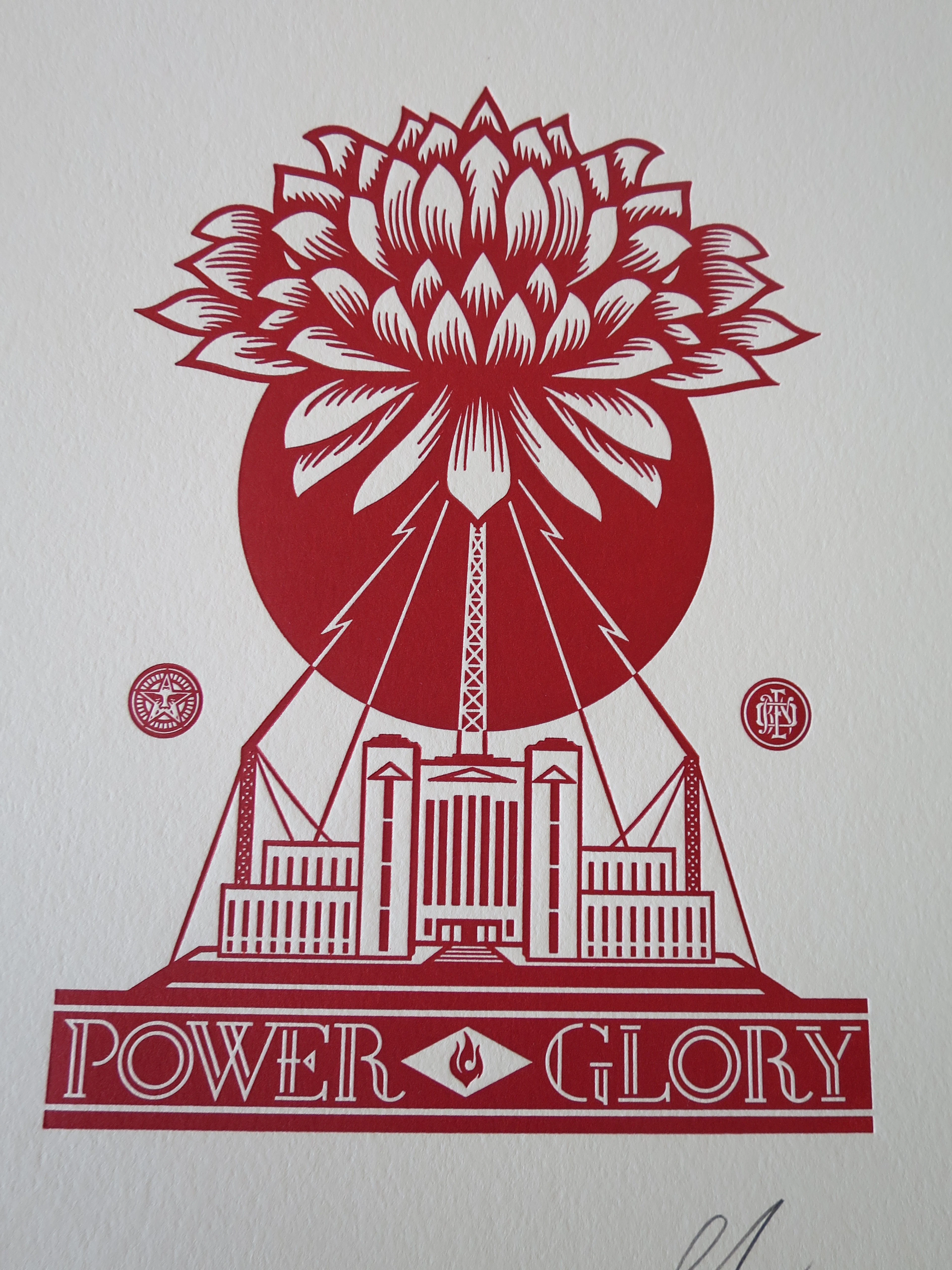 Shepard FAIREY (Obey) - Power Glory 2016 - Impression typographique signée