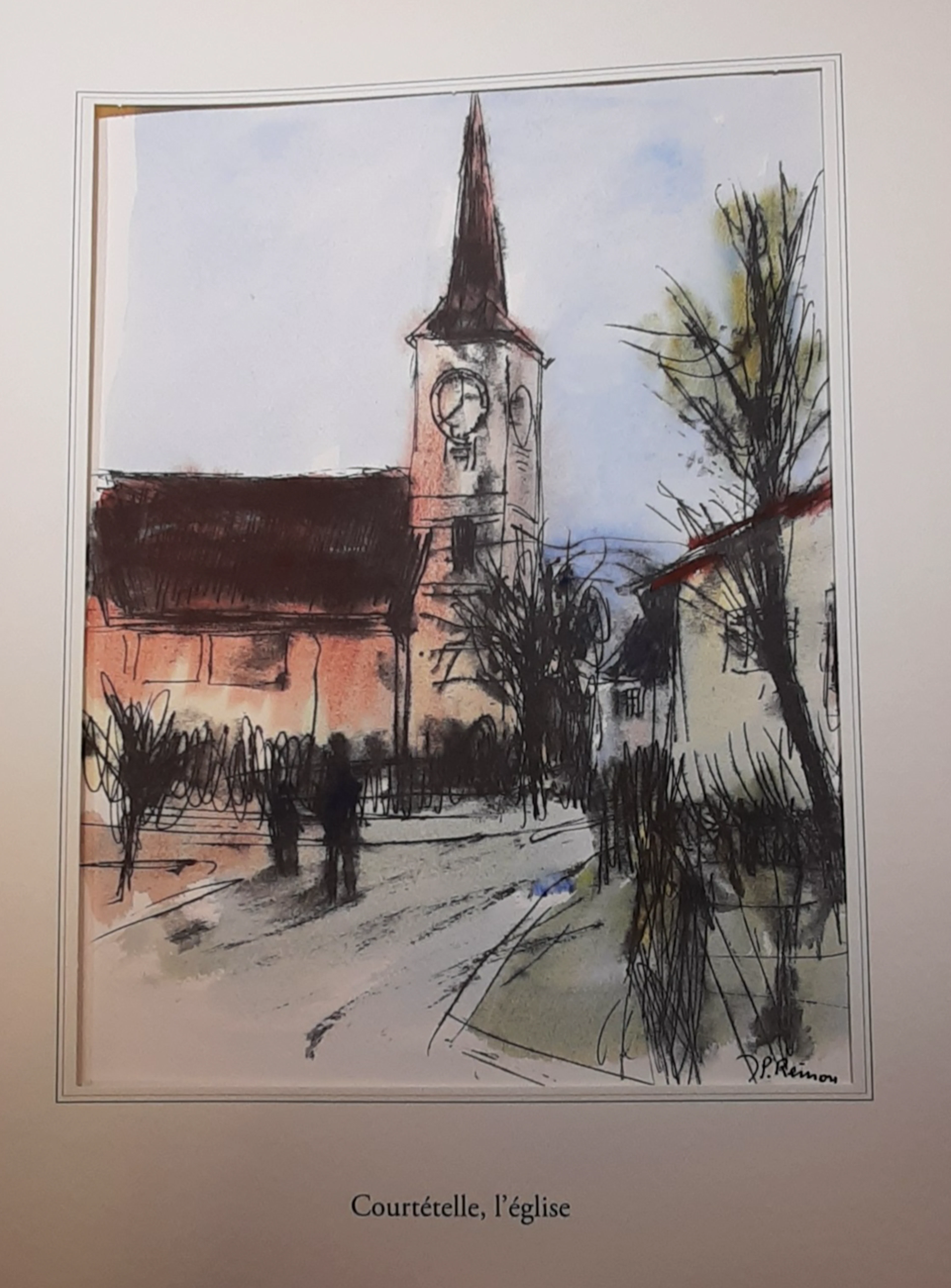 Jean Pierre REMON - Courtételle, l’église, 2011 - Aquarelle signée