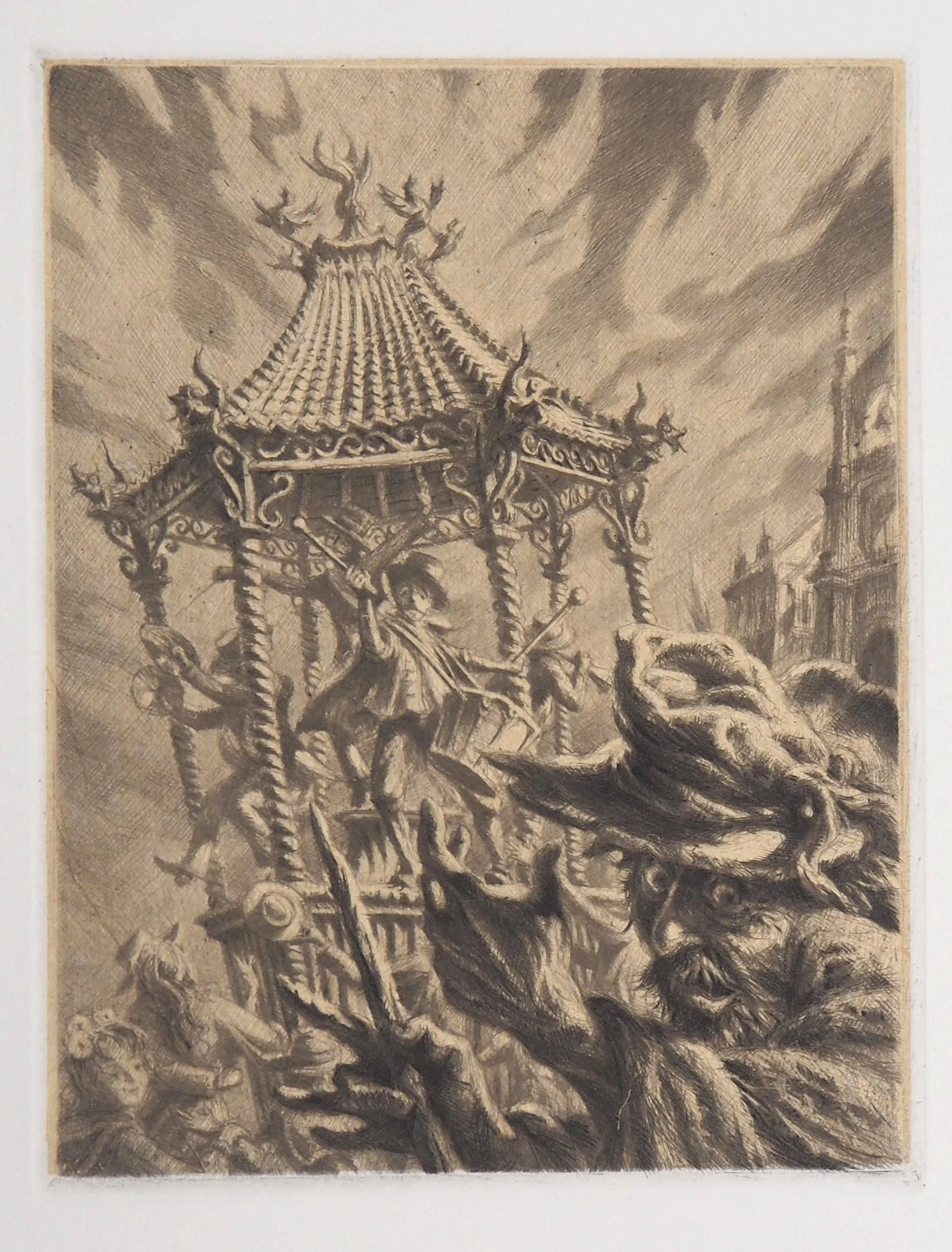 Jean Michel MATHIEUX-MARIE: Fête de dimanche - Gravure originale signée