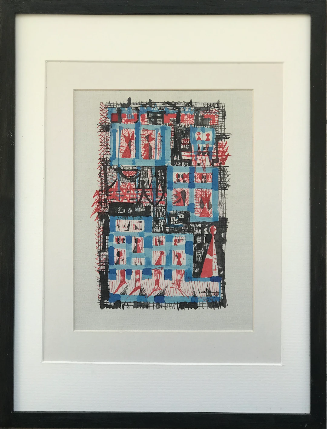 Jean-Pierre VIELFAURE - Composition,1950 - Encre et aquarelle signée