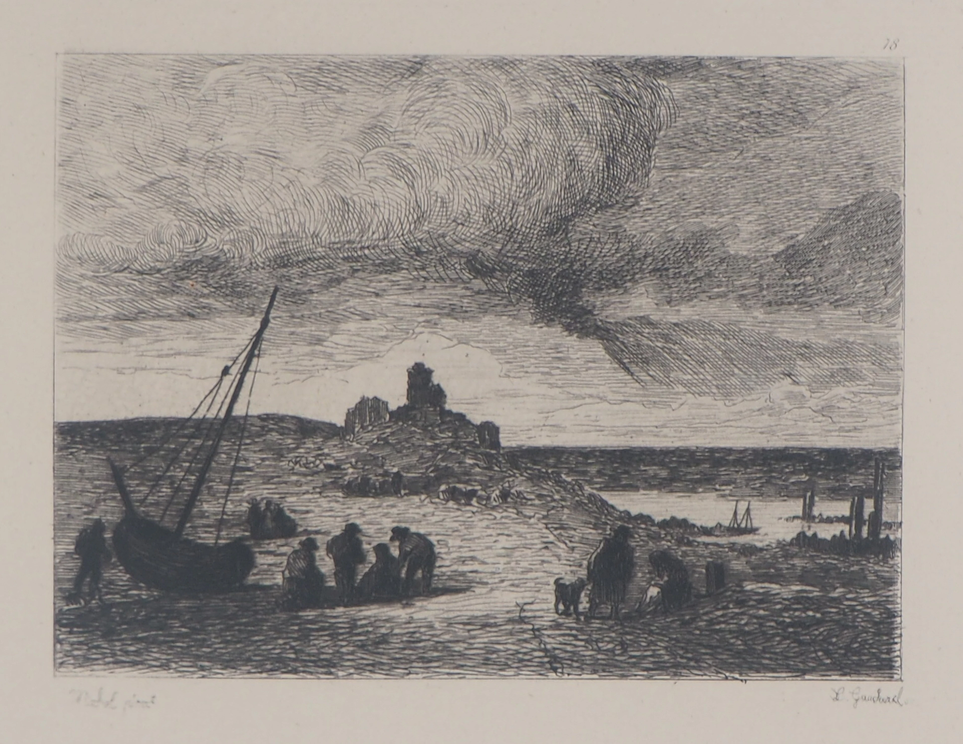 Georges Michel (d’après) - Plage de Scheveningue - Gravure d’après peinture