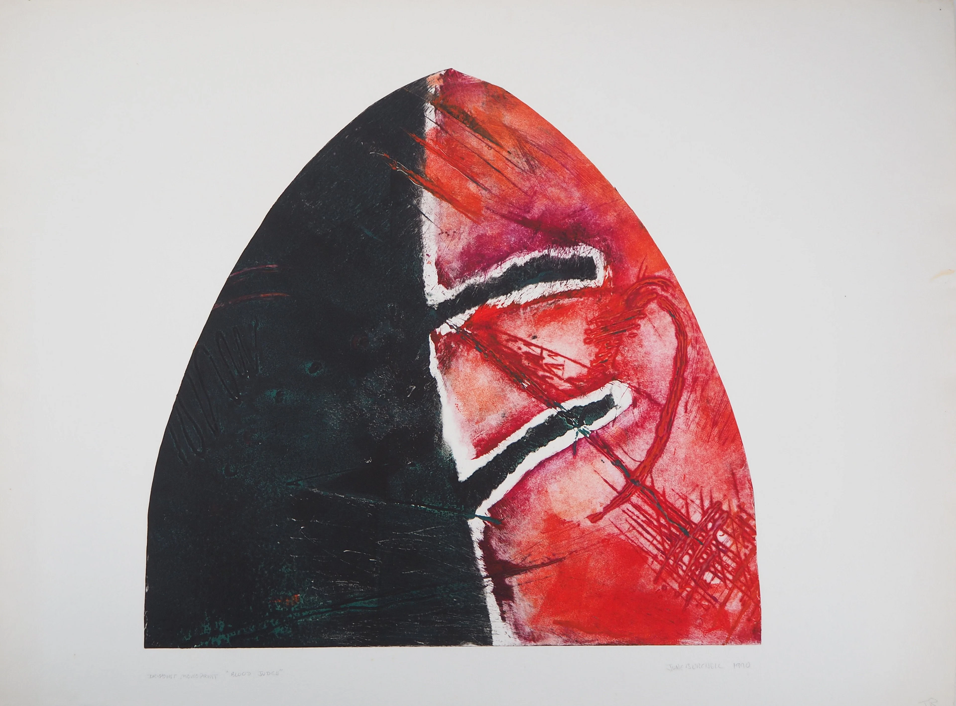 June BURCHELL : Blood judge, 1990 - Gravure originale signée au crayon
