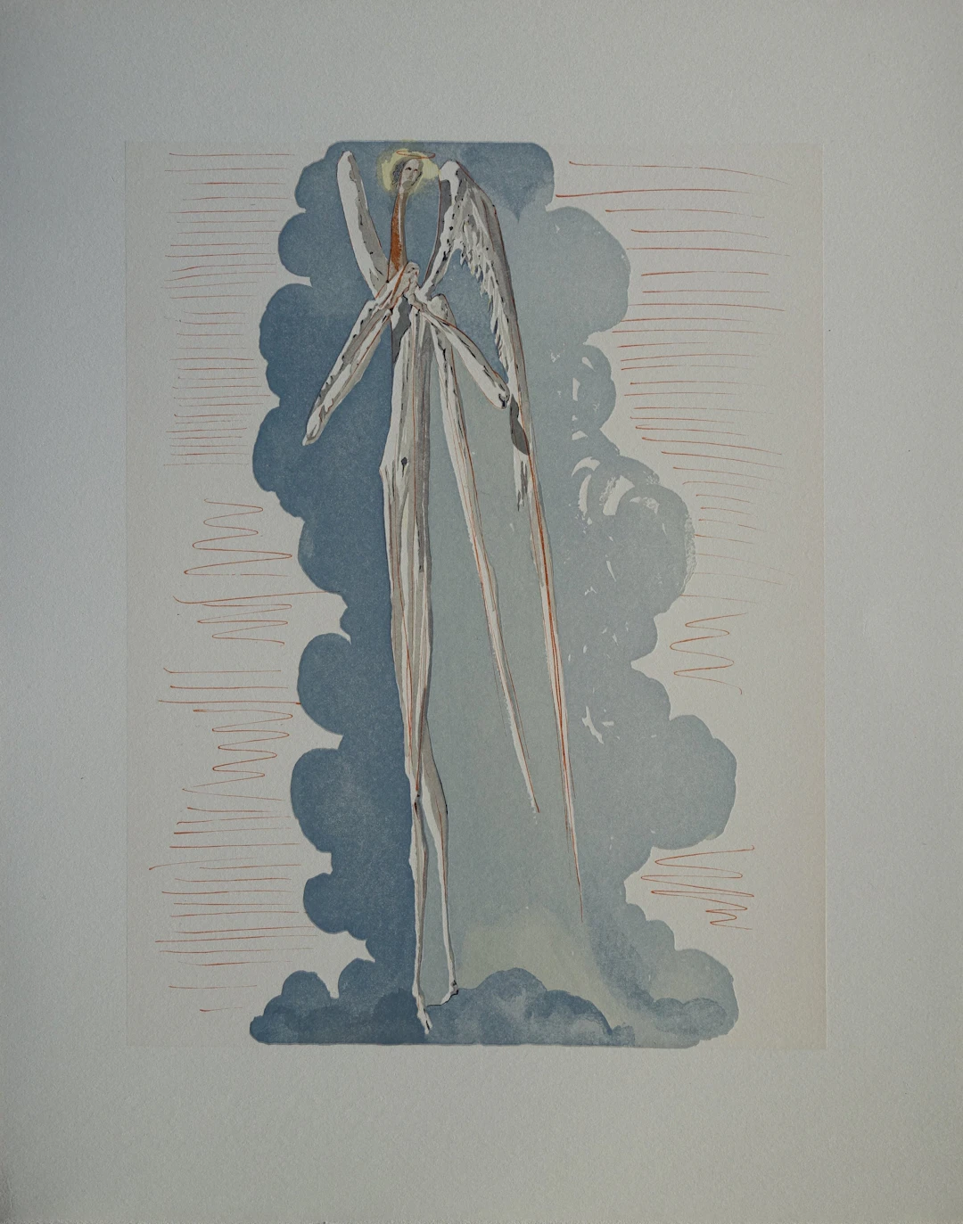 Salvador DALI : L’ange du septième ciel, Bois gravé original