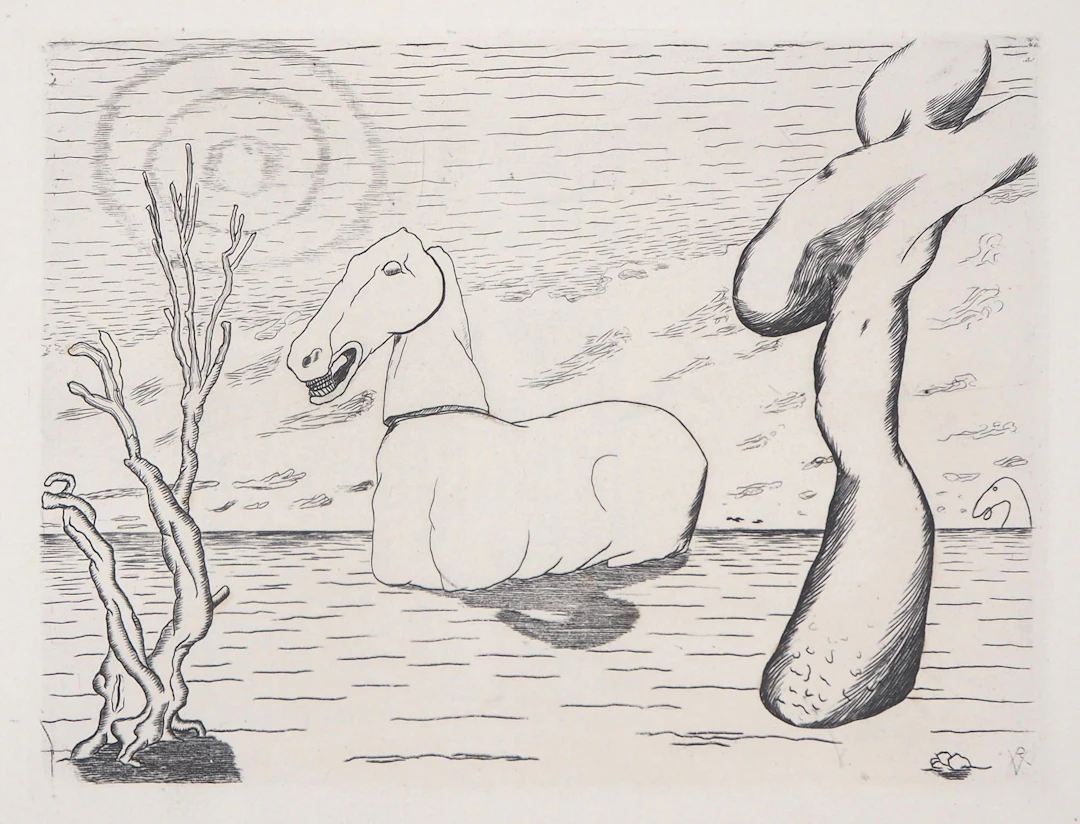 Roger VIEILLARD - Cheval surréaliste, 1946 - Gravure originale signée