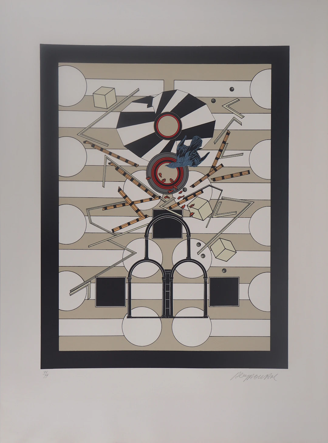 Alain LE YAOUANC : Les portes mimétiques - Lithographie Originale Signée