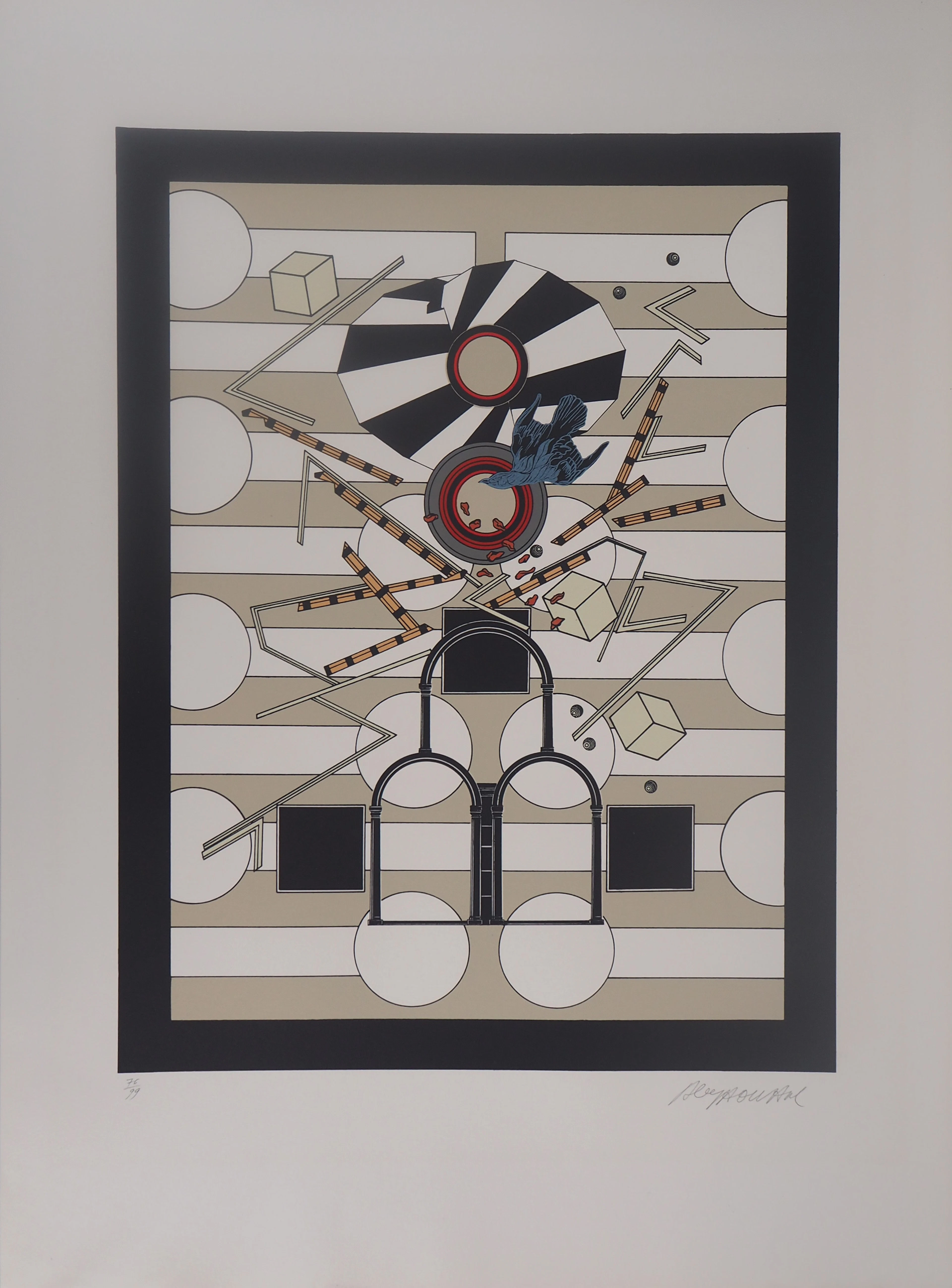 Alain LE YAOUANC : Les portes mimétiques - Lithographie Originale Signée