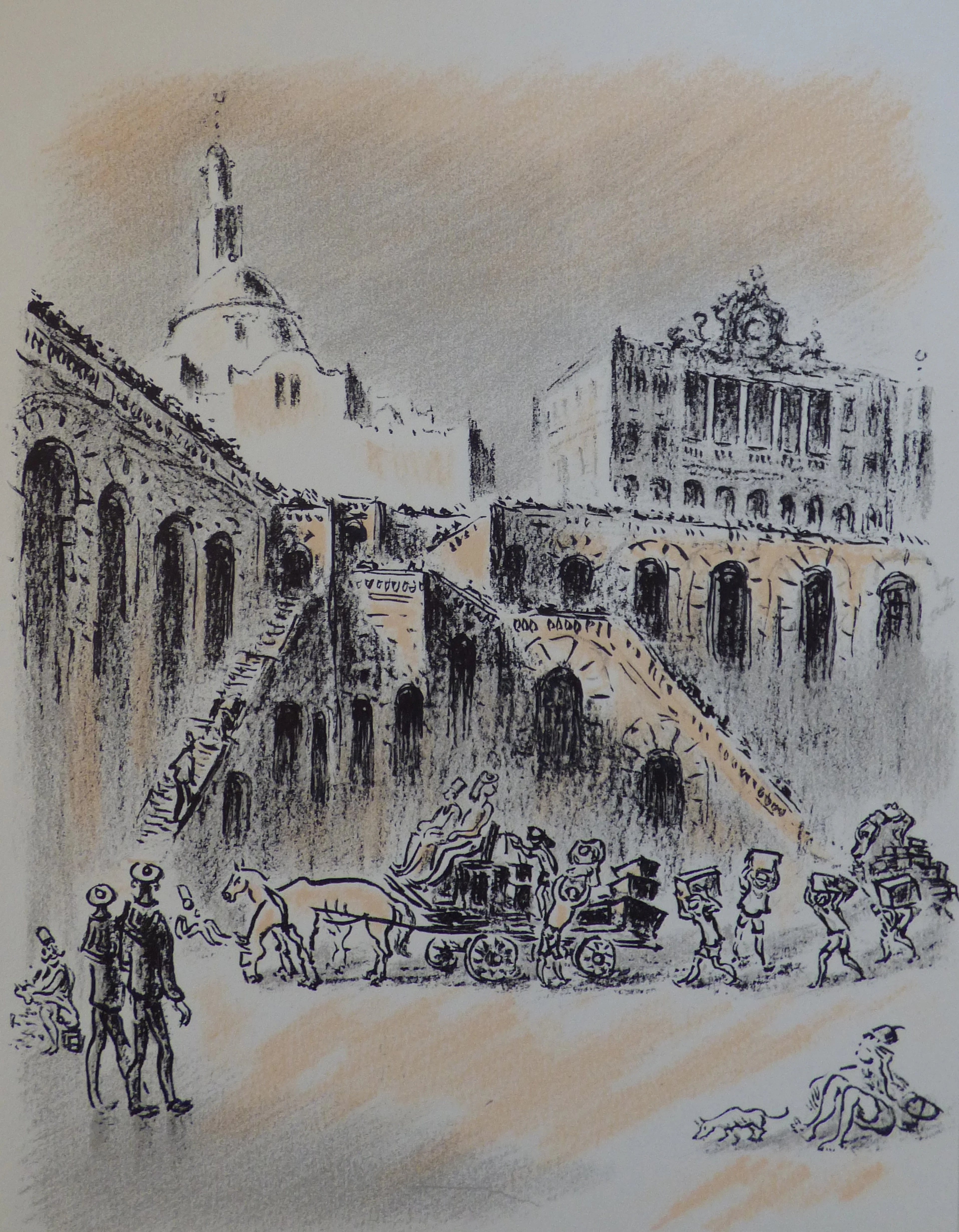André HAMBOURG - Dans la rue, 1980 - Lithographie originale