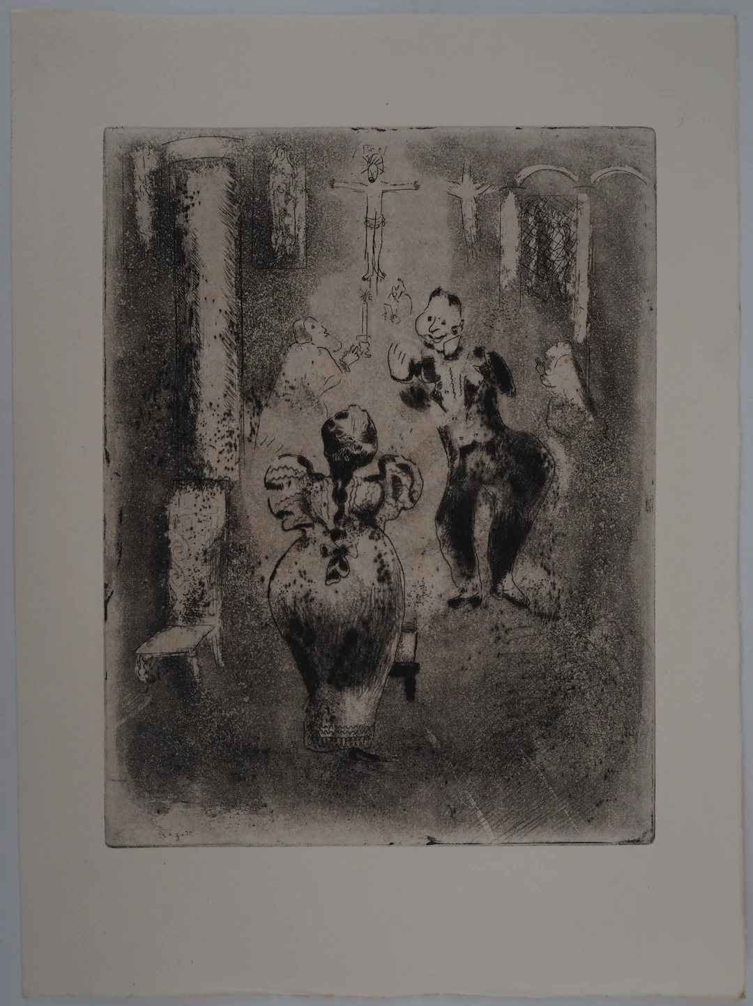 Marc CHAGALL : À l'église, Gravure originale signée