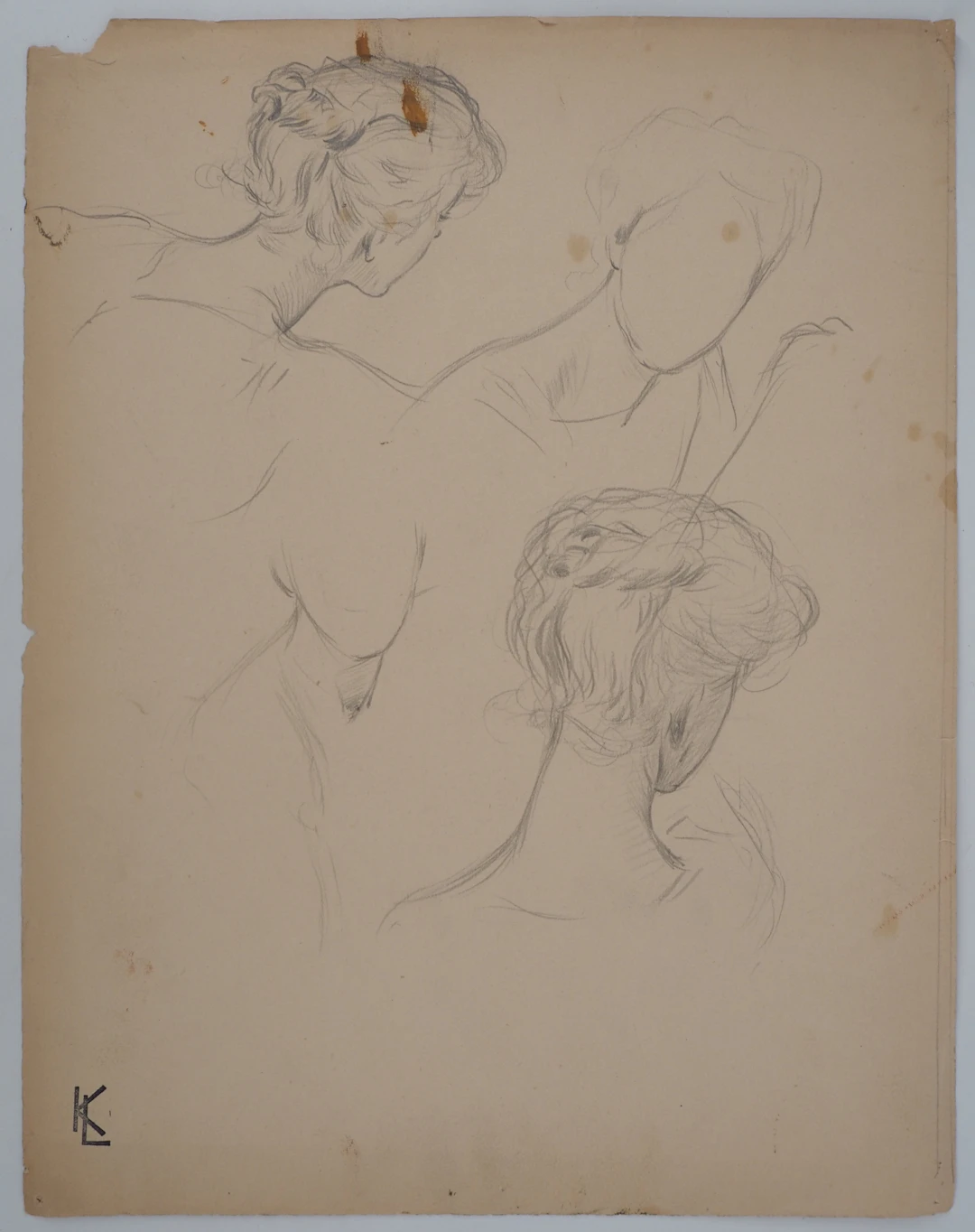 Léopold Franz KOWALSKI: Chignon et nuque dégagée, dessin original