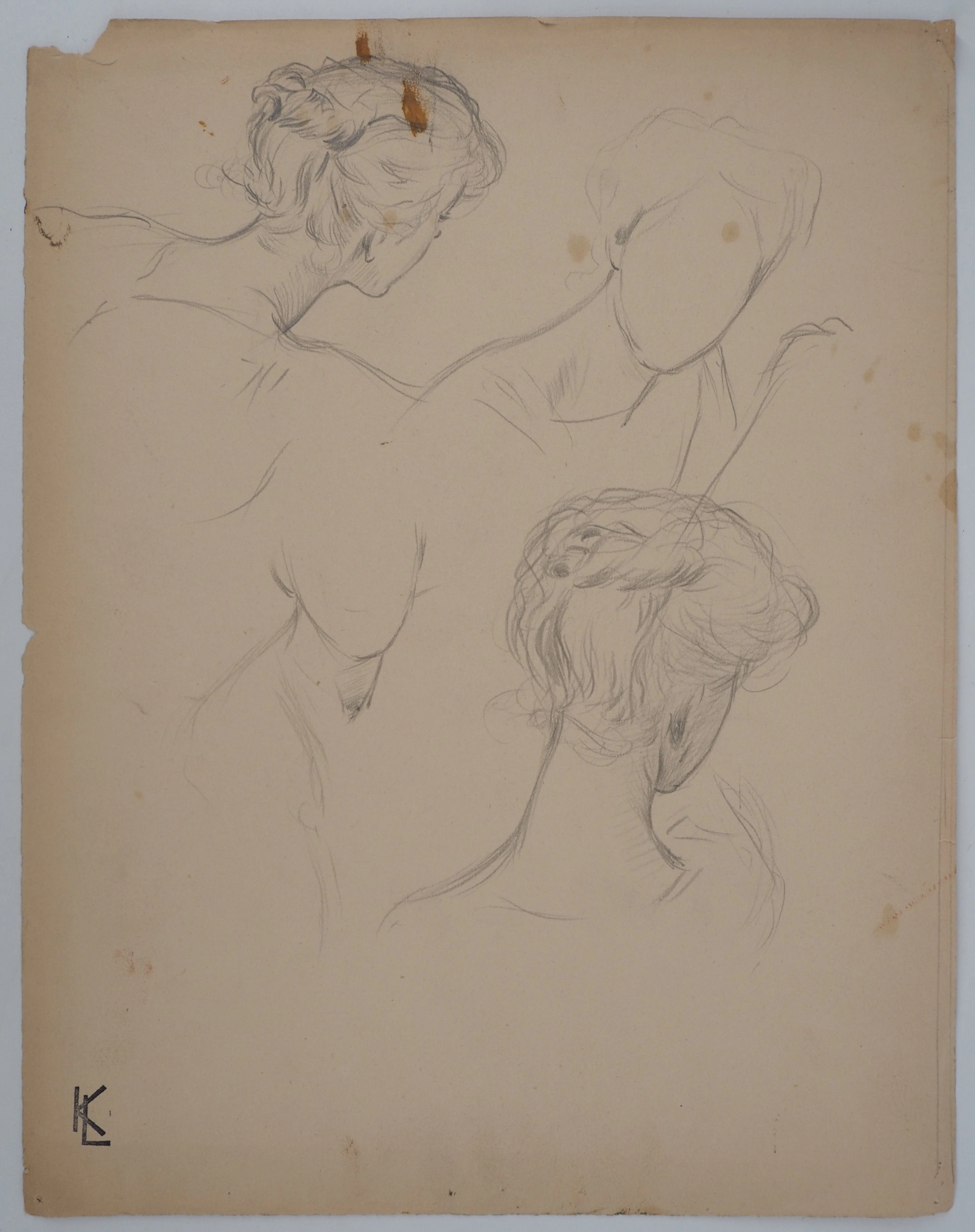 Léopold Franz KOWALSKI: Chignon et nuque dégagée, dessin original
