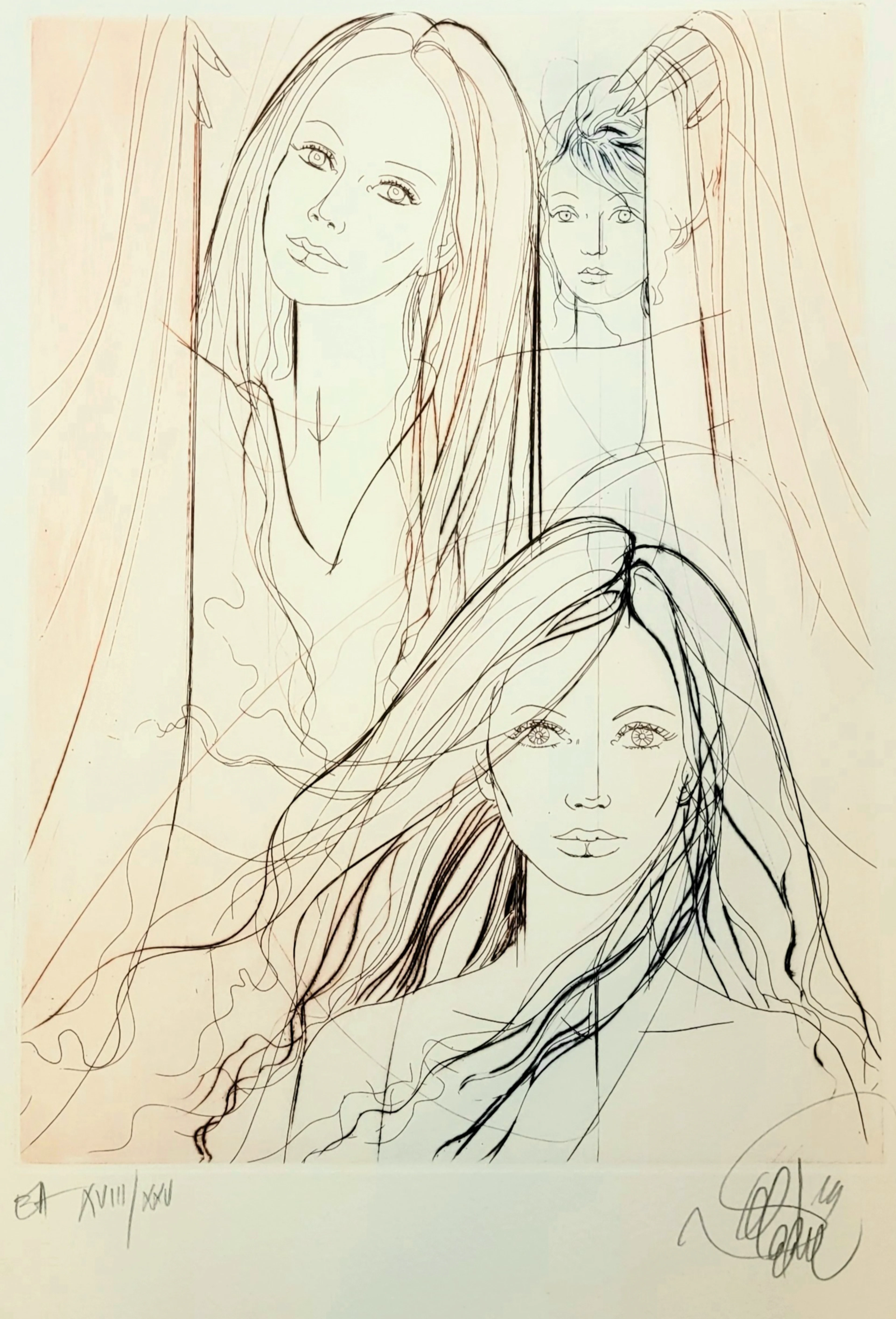 Jean Baptiste VALADIE - Visages I - Gravure originale signée