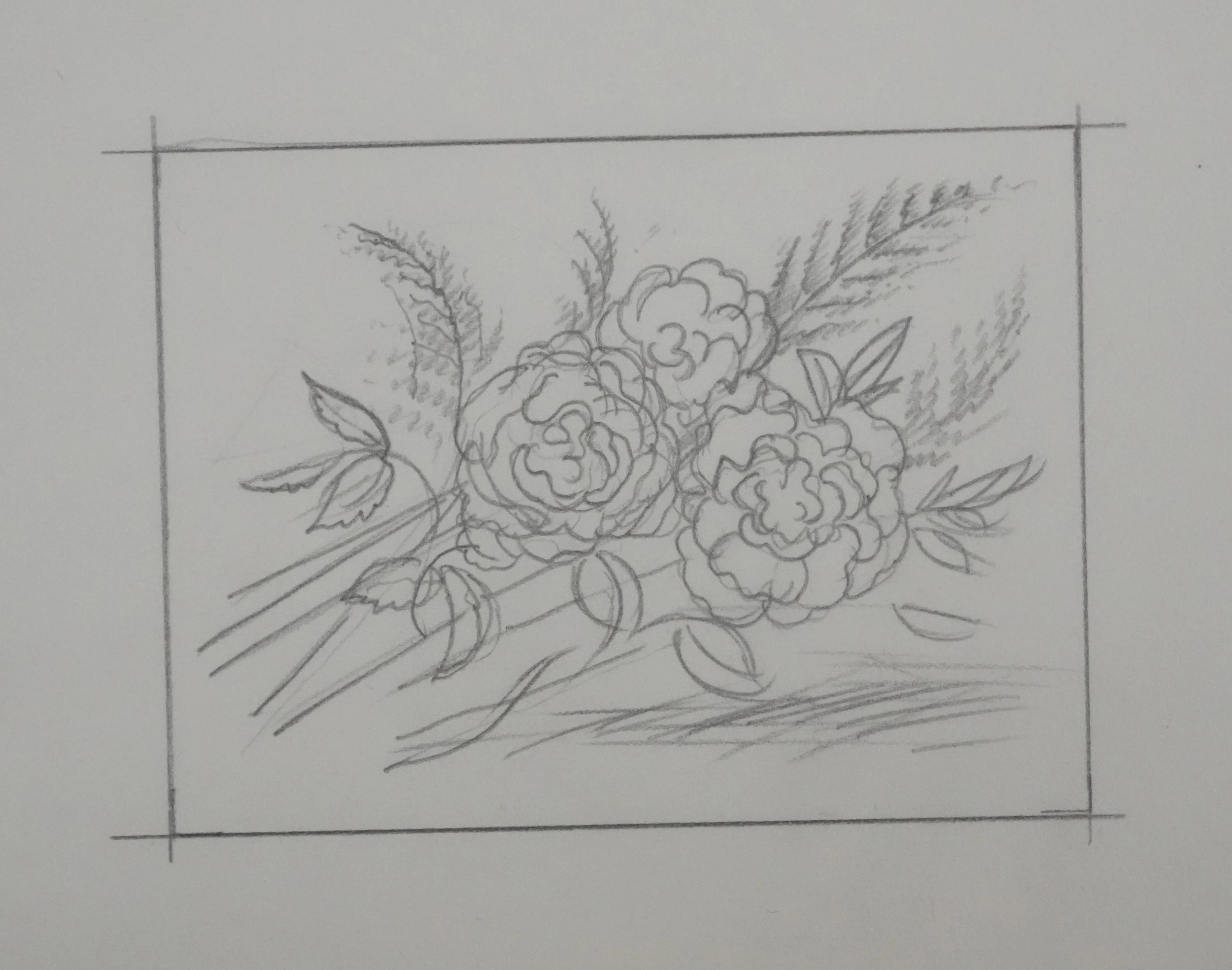 Jean-Emile LABOUREUR : Roses, Dessin original