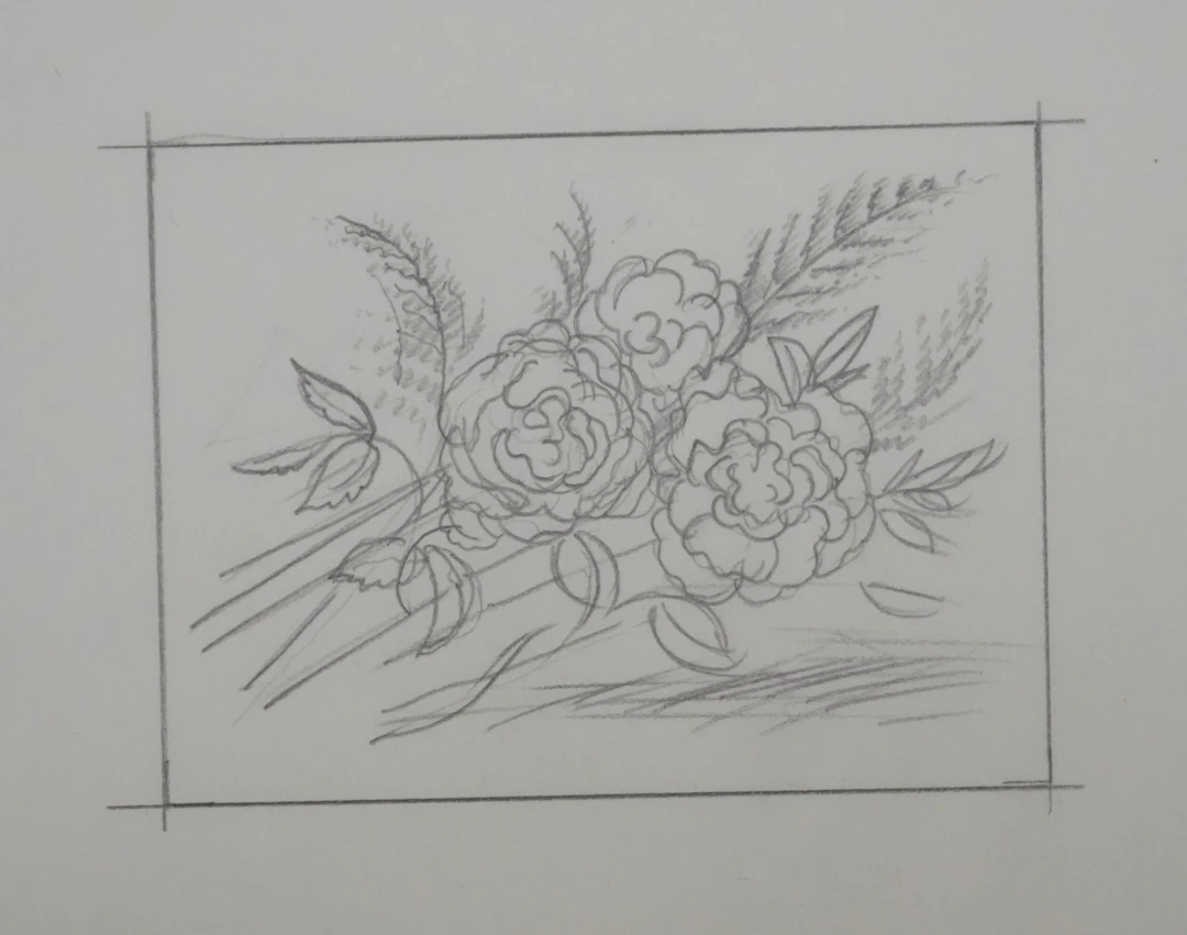 Jean-Emile LABOUREUR : Roses, Dessin original