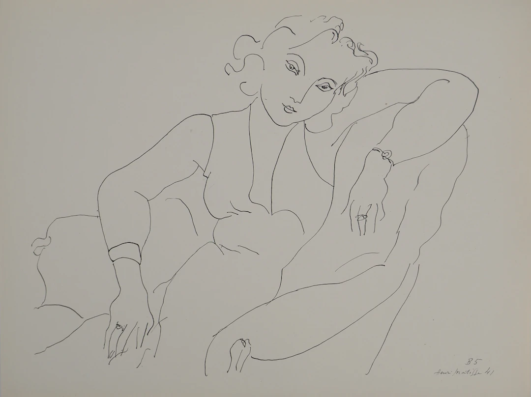 Henri MATISSE : Jeune fille posant, Lithographie signée
