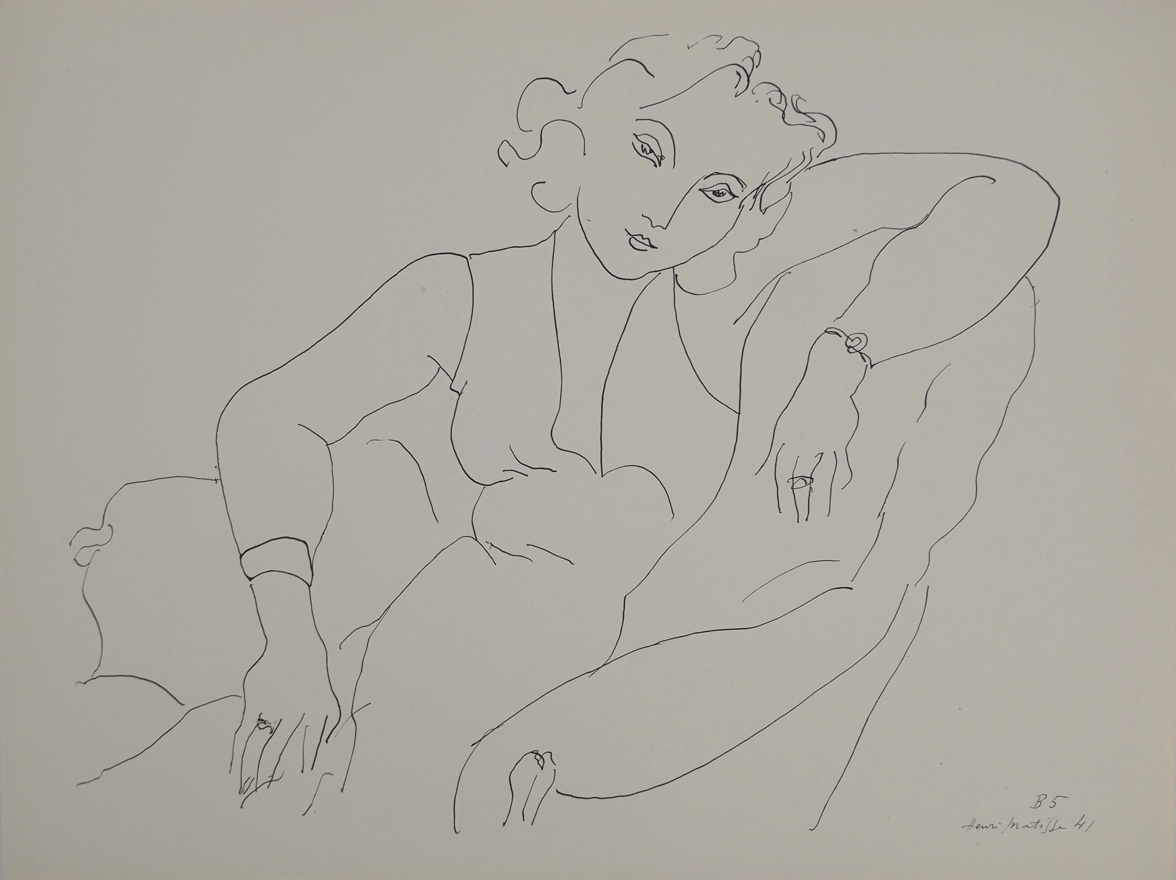 Henri MATISSE : Jeune fille posant, Lithographie signée