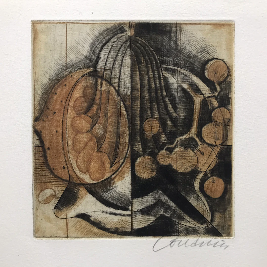Brigitte COUDRAIN - Composition aux fruits - Gravure originale signée