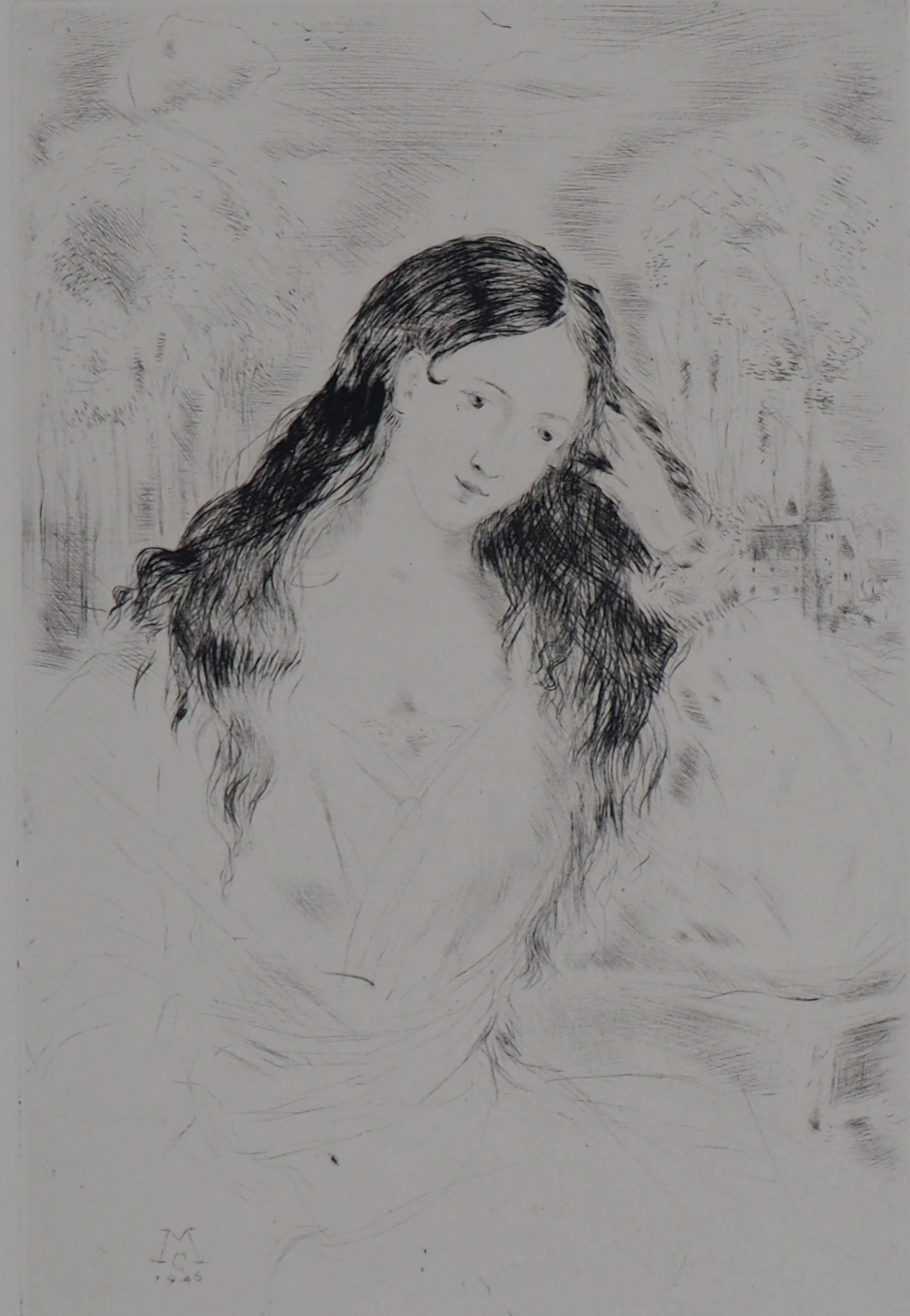 Michel CIRY - Portrait d’une jeune fille, 1946 - Gravure originale signée