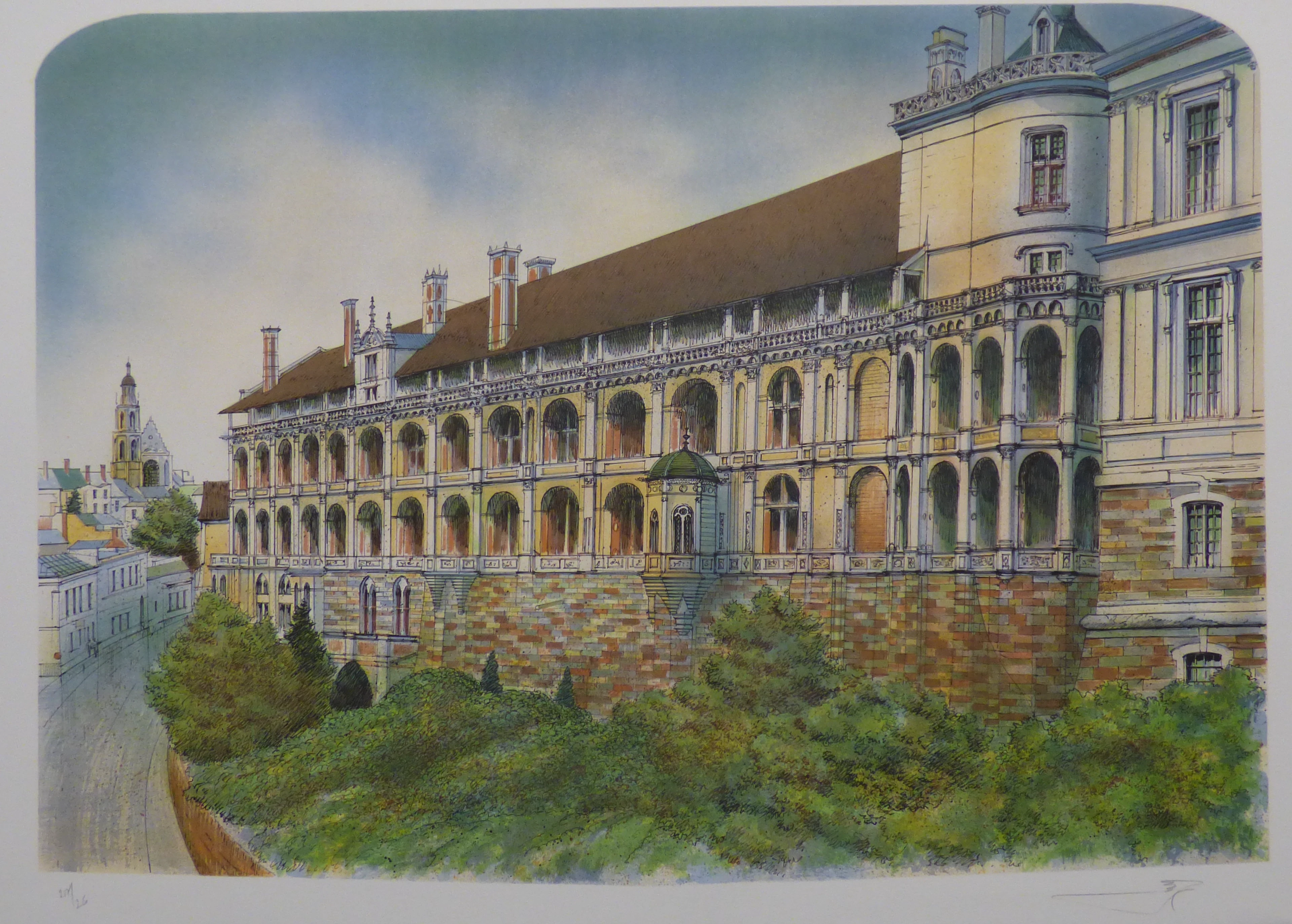 Rolf RAFFLEWSKI - Château de Blois, c.1980 - Lithographie originale signée
