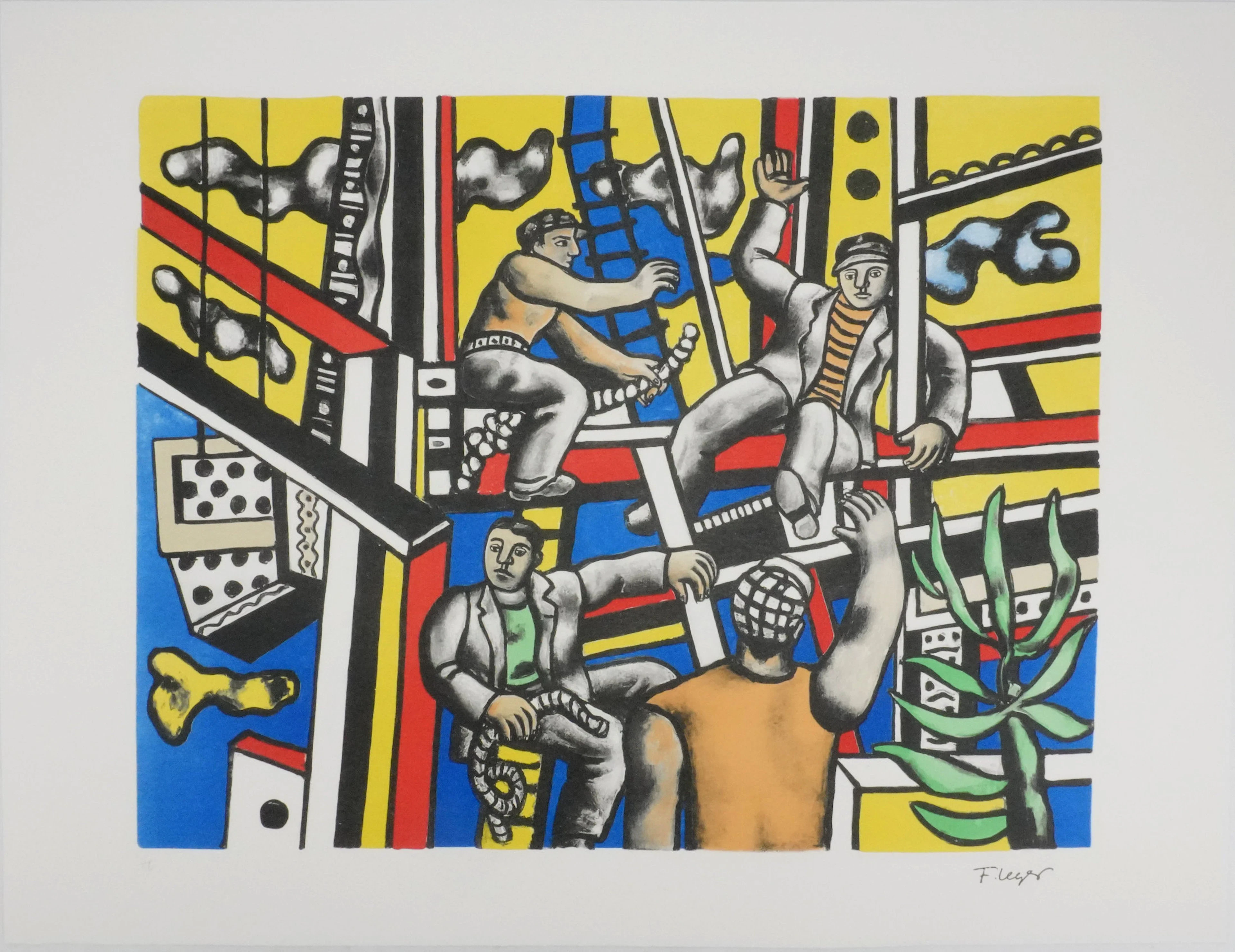 Fernand LEGER : Les constructeurs au palmier, Lithographie signée