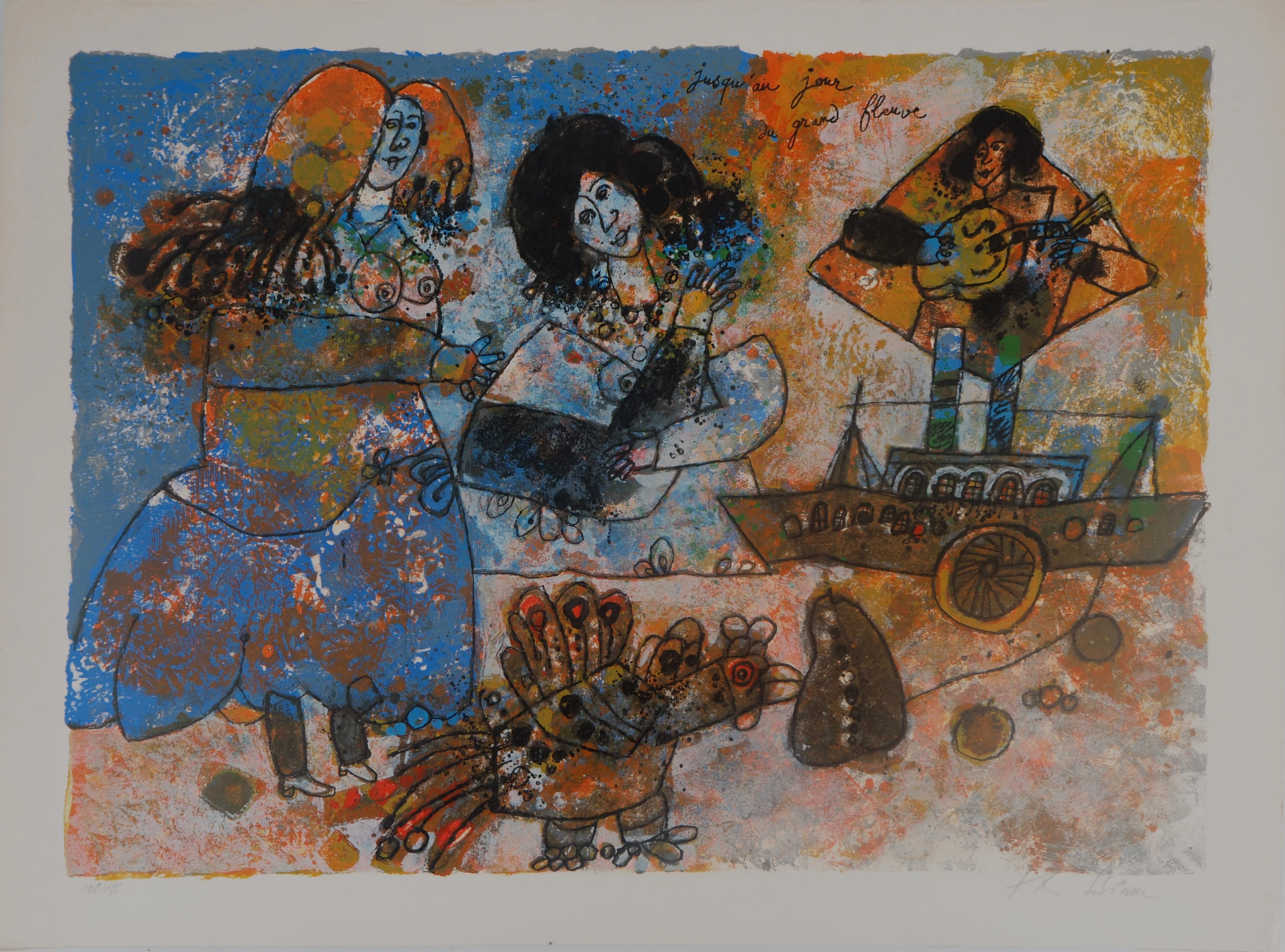 Theo TOBIASSE - Les chanteuses du port - Lithographie originale signée