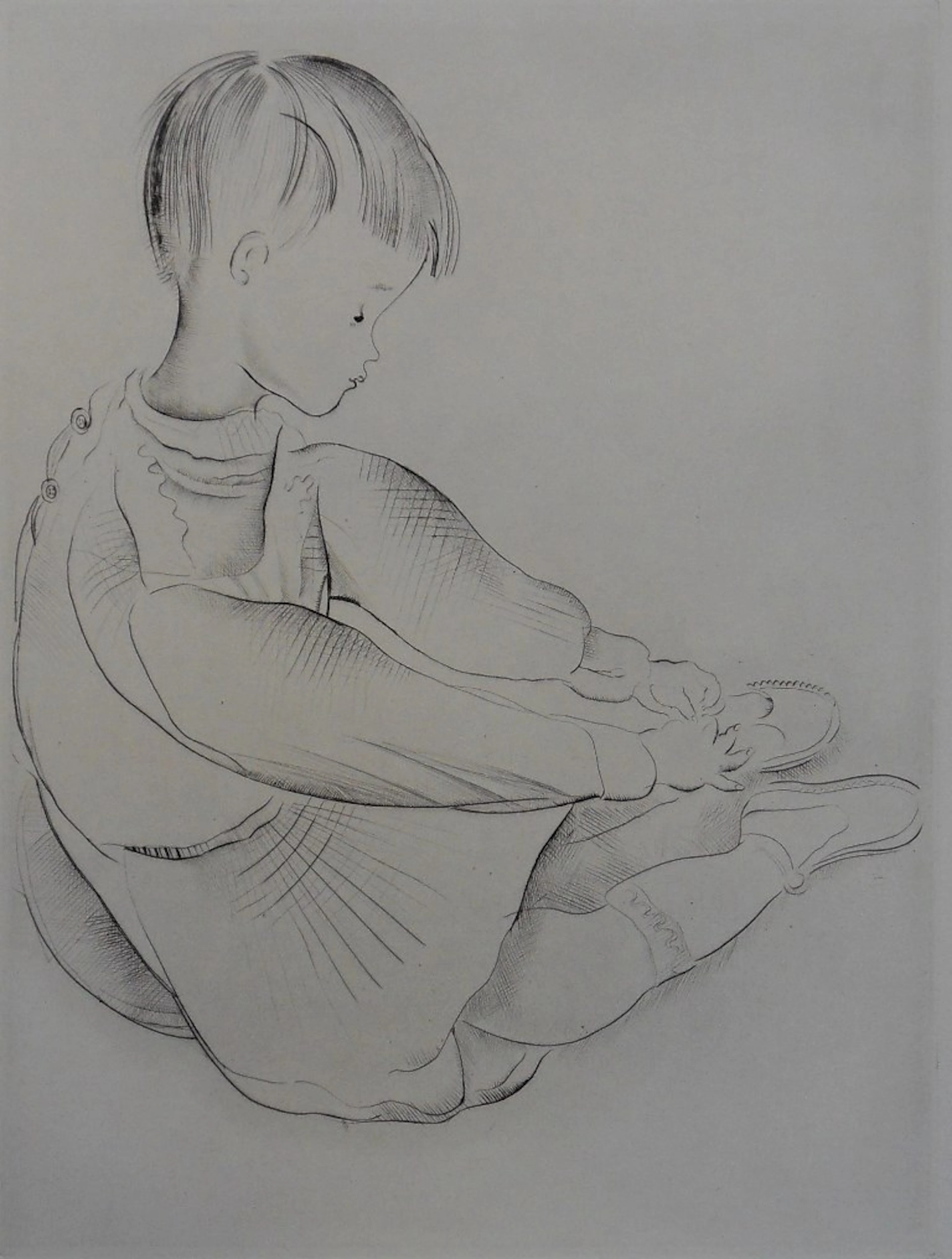 Mily POSSOZ : Le petit garçon s’habille - Gravure originale signée