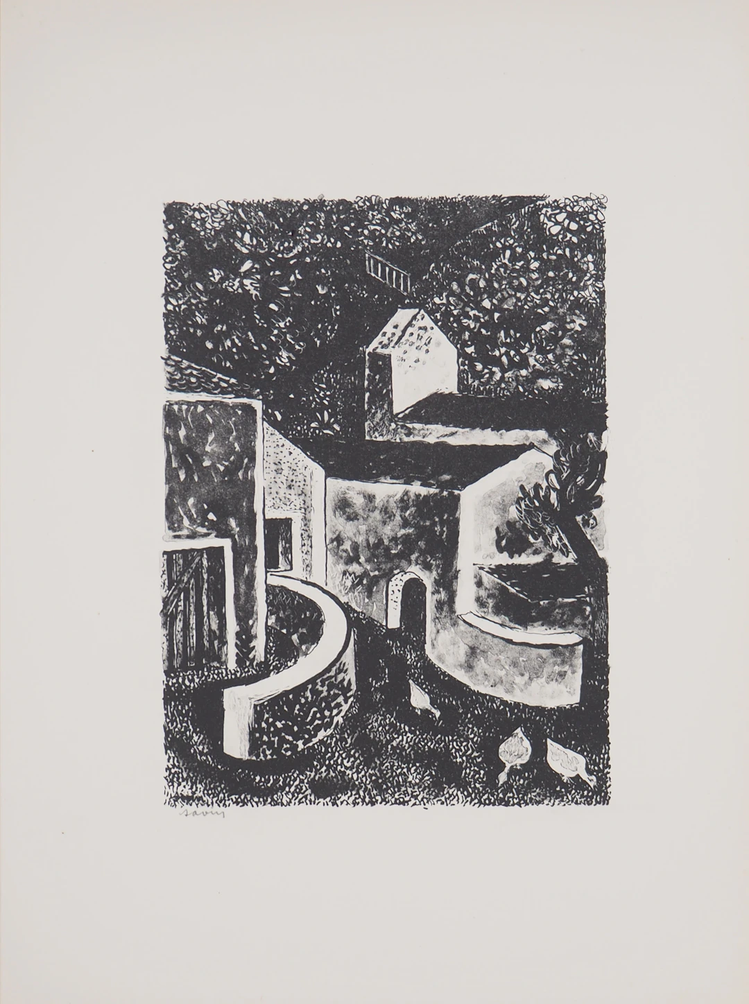 Maurice SAVIN - La vieille ferme, 1949 - Lithographie originale signée