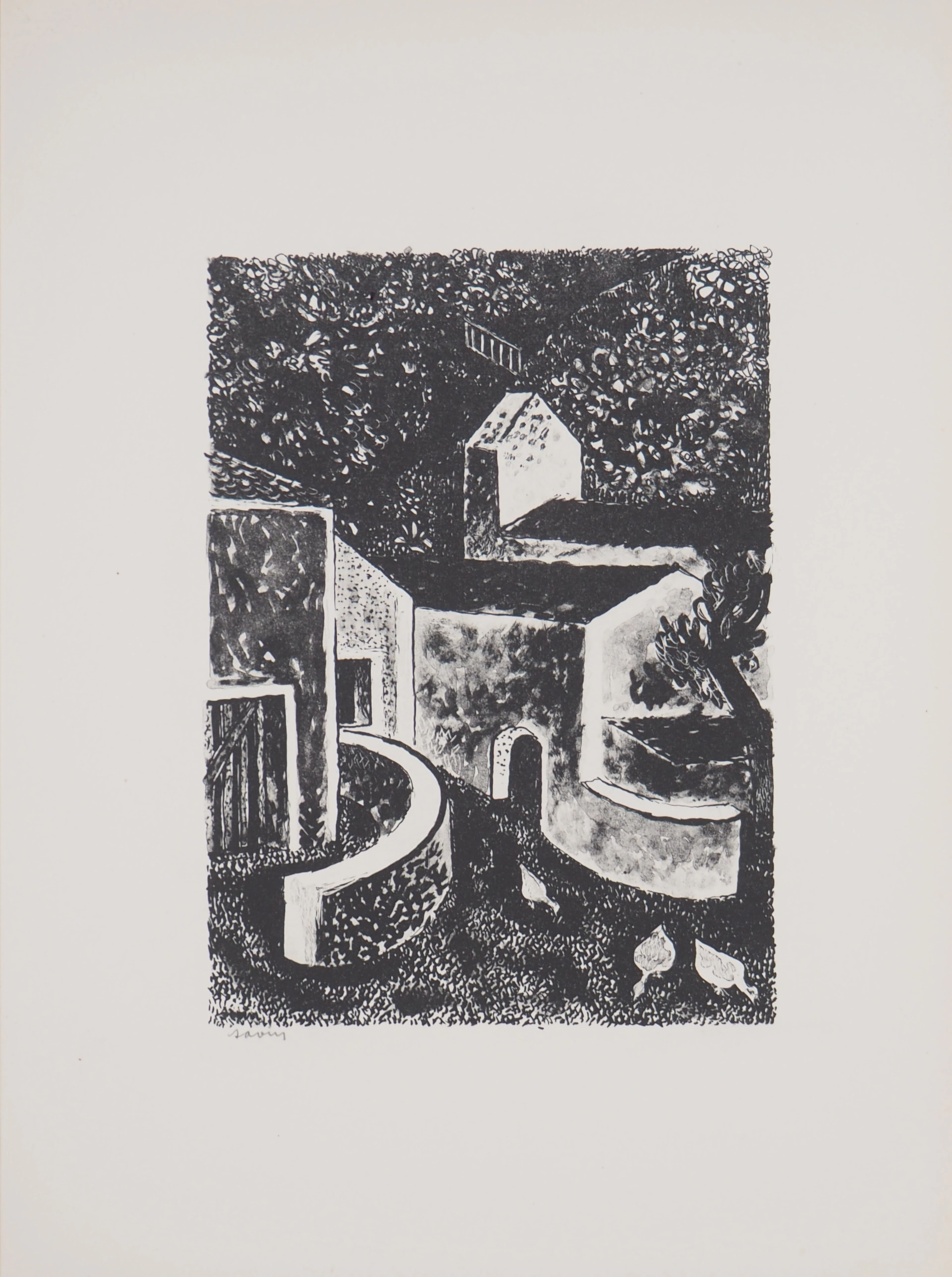 Maurice SAVIN - La vieille ferme, 1949 - Lithographie originale signée