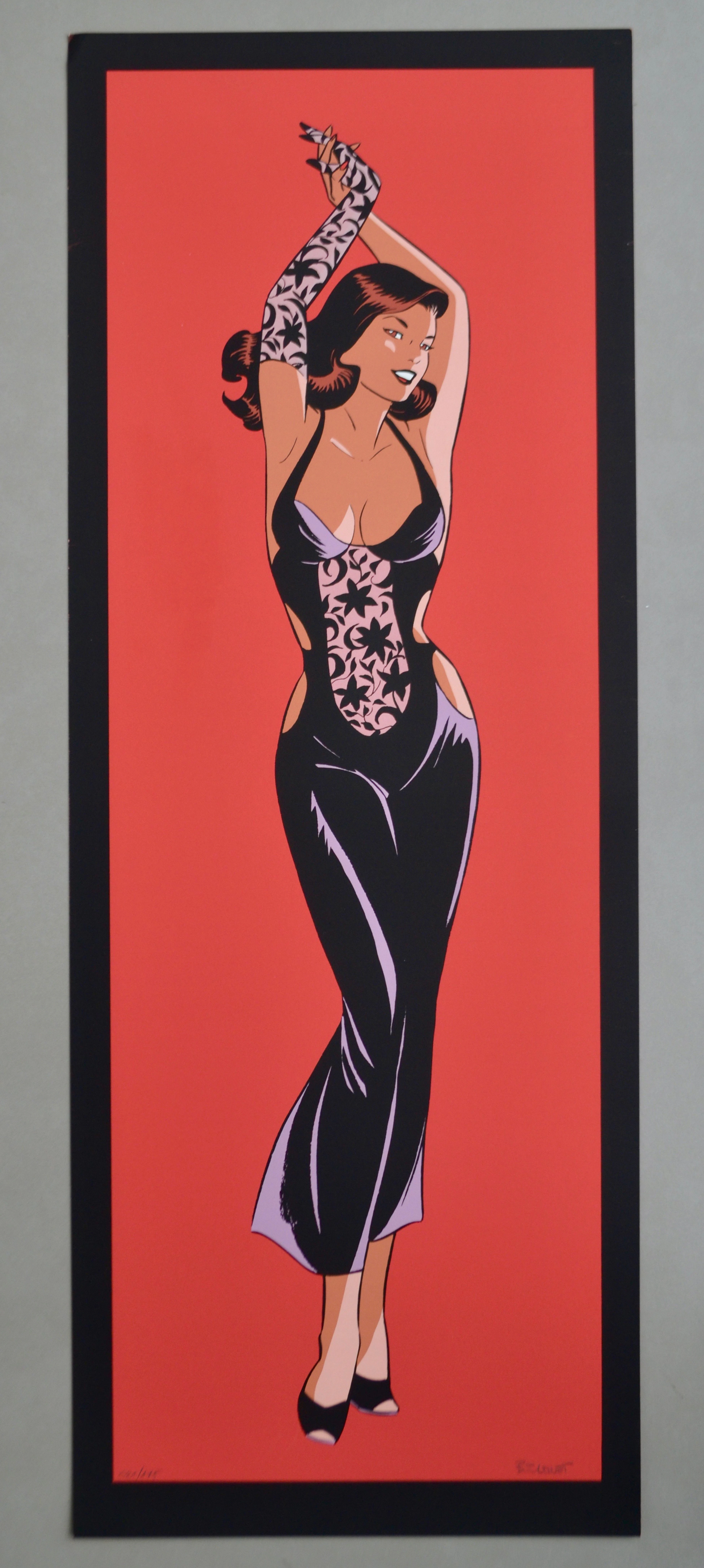 Philippe Berthet- Pin-up en robe de soirée, 1995 - Lithographie