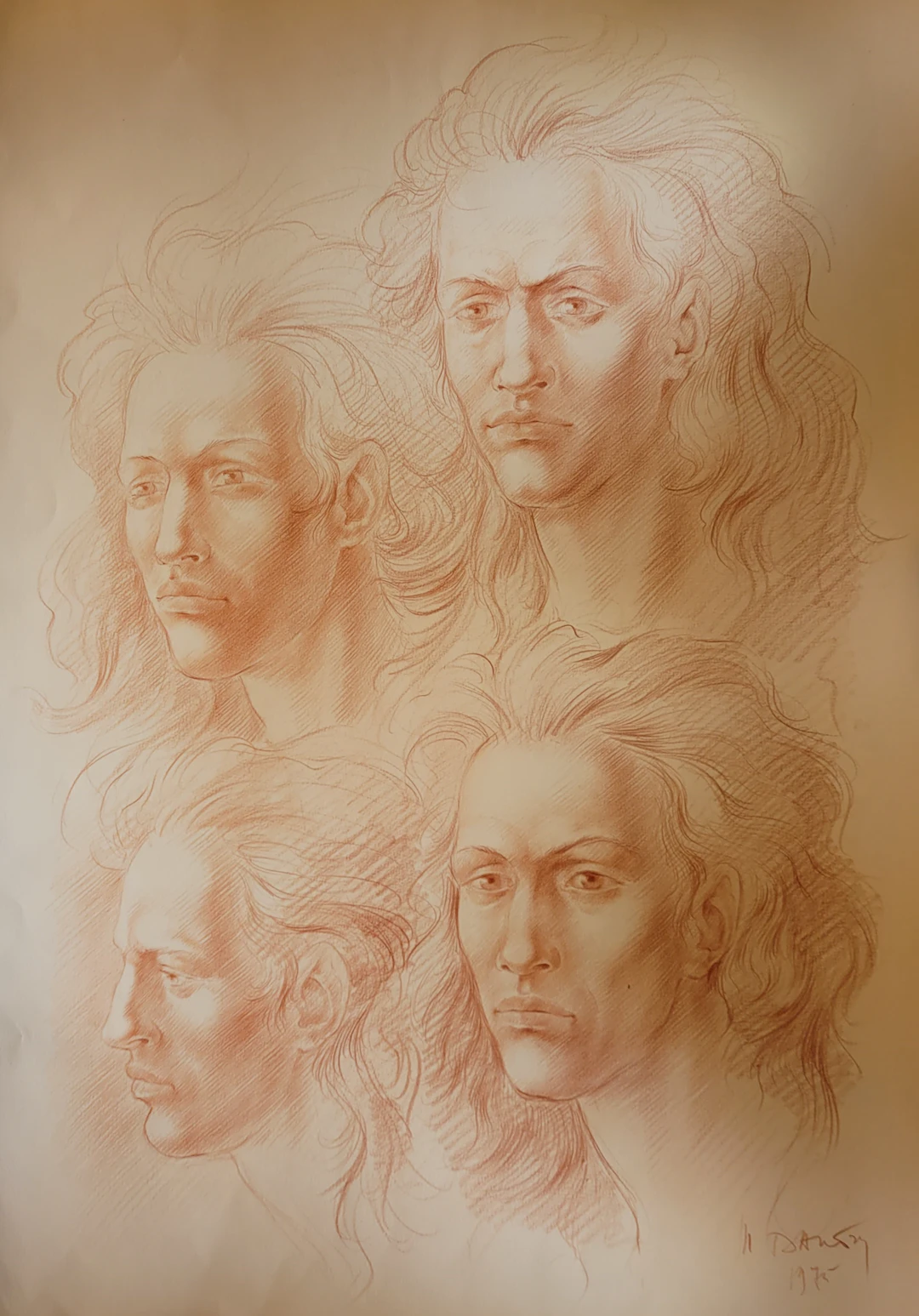 Marc DAUTRY - Portraits de Michel Ange, 1975 - Lithographie originale