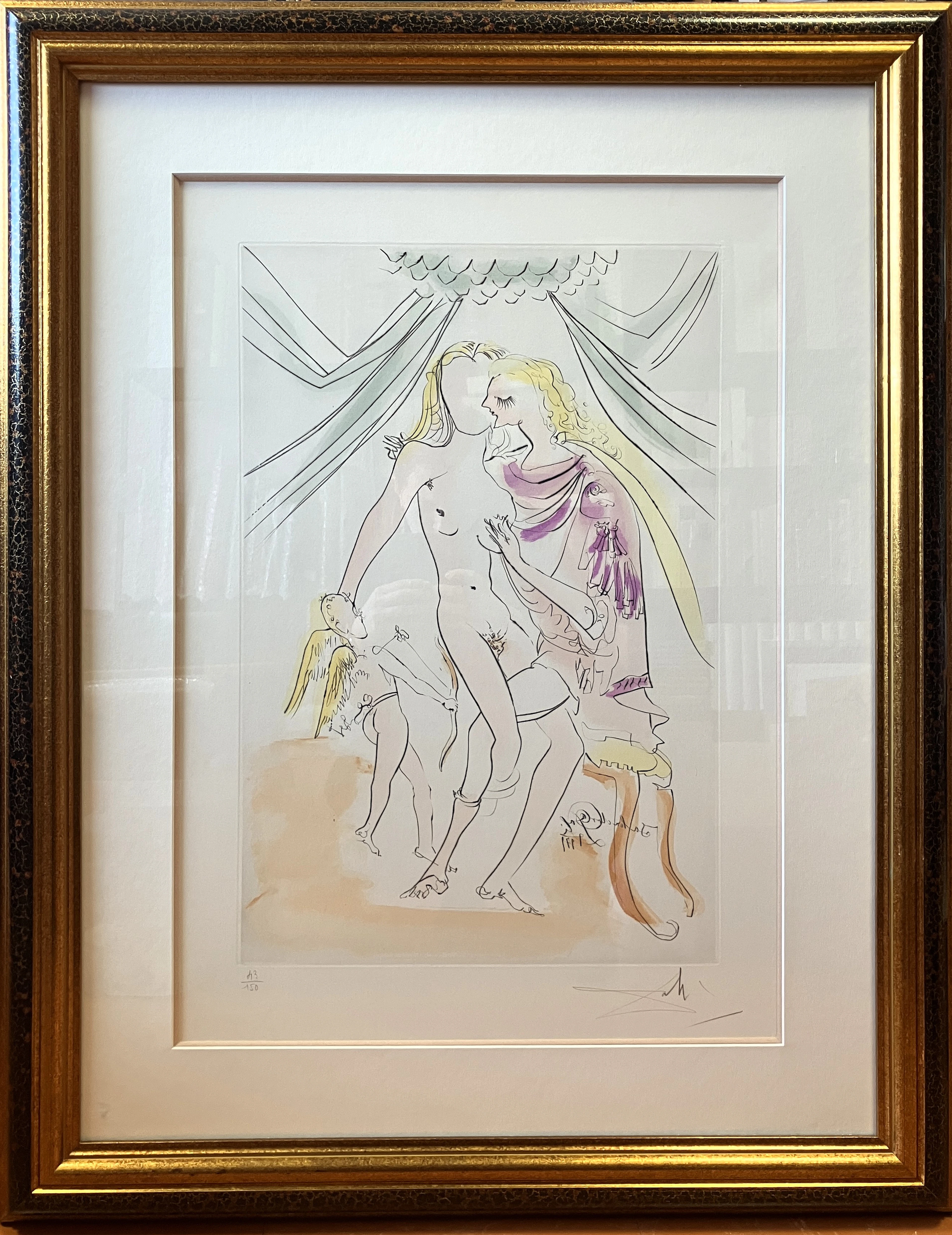 Salvador DALI - "Vénus, Mars et Cupidon", 1971, gravure originale signée