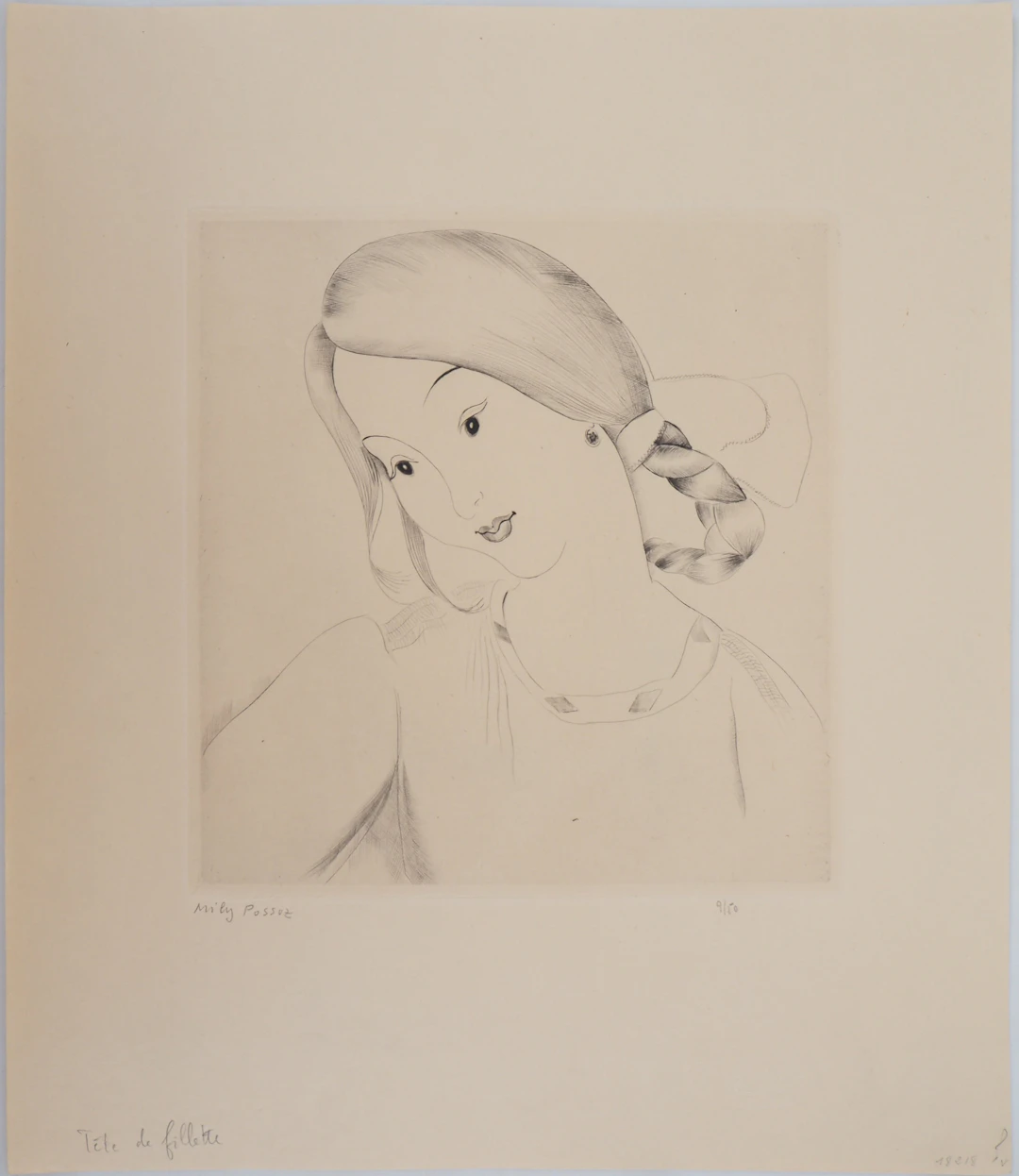 Mily POSSOZ : Tête de fillette - Gravure Originale Signée