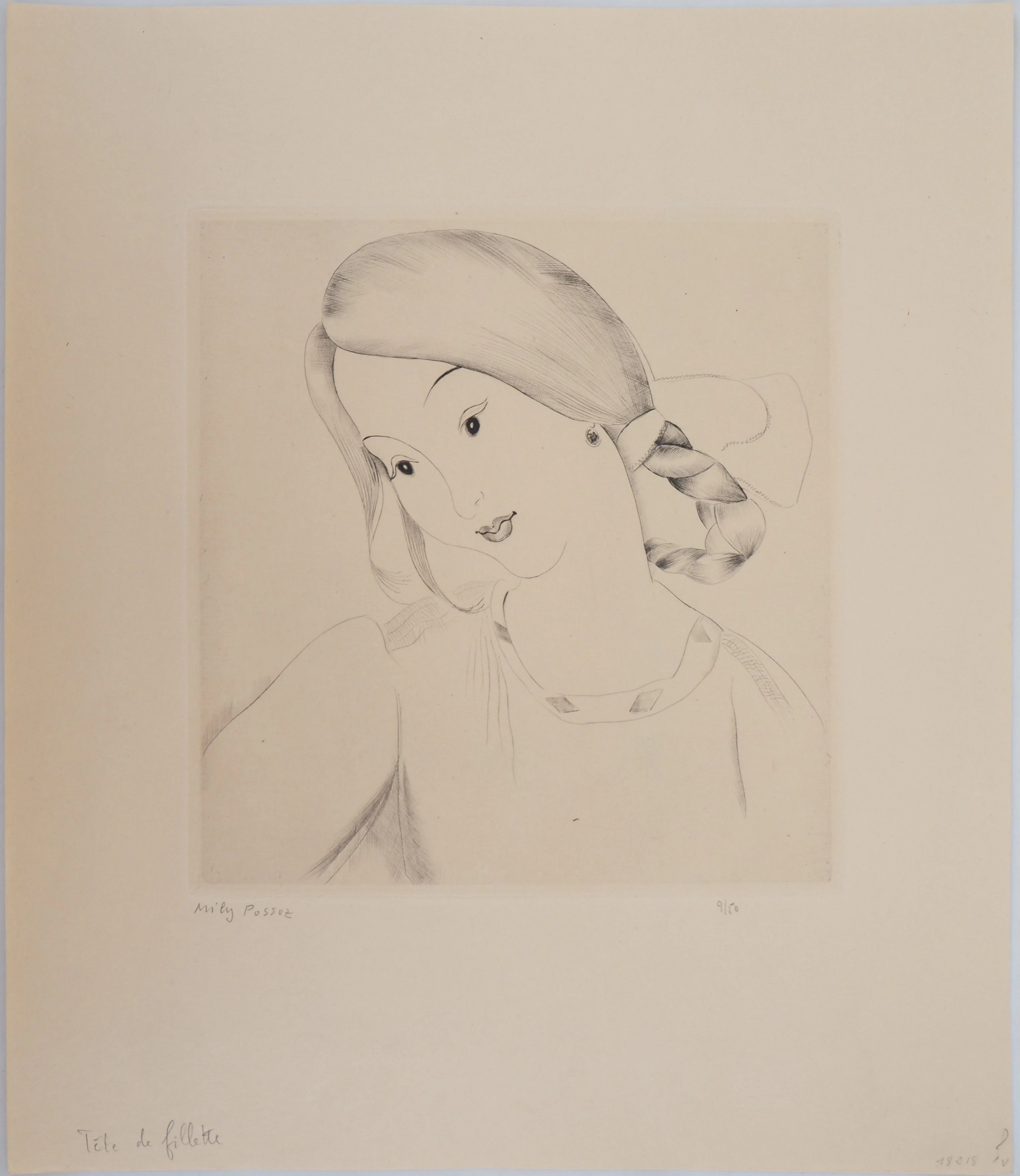 Mily POSSOZ : Tête de fillette - Gravure Originale Signée