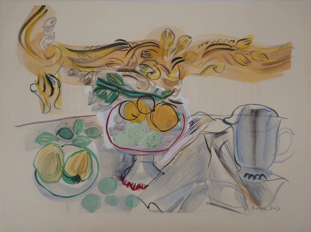 Raoul DUFY : Coupe de fruits sur la table, 1953 - Lithographie Originale Signée