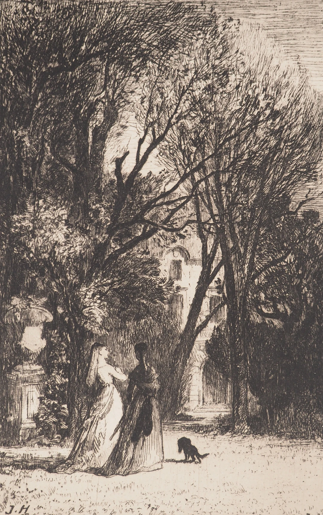 Jules HEREAU : Rêverie, Gravure originale signée