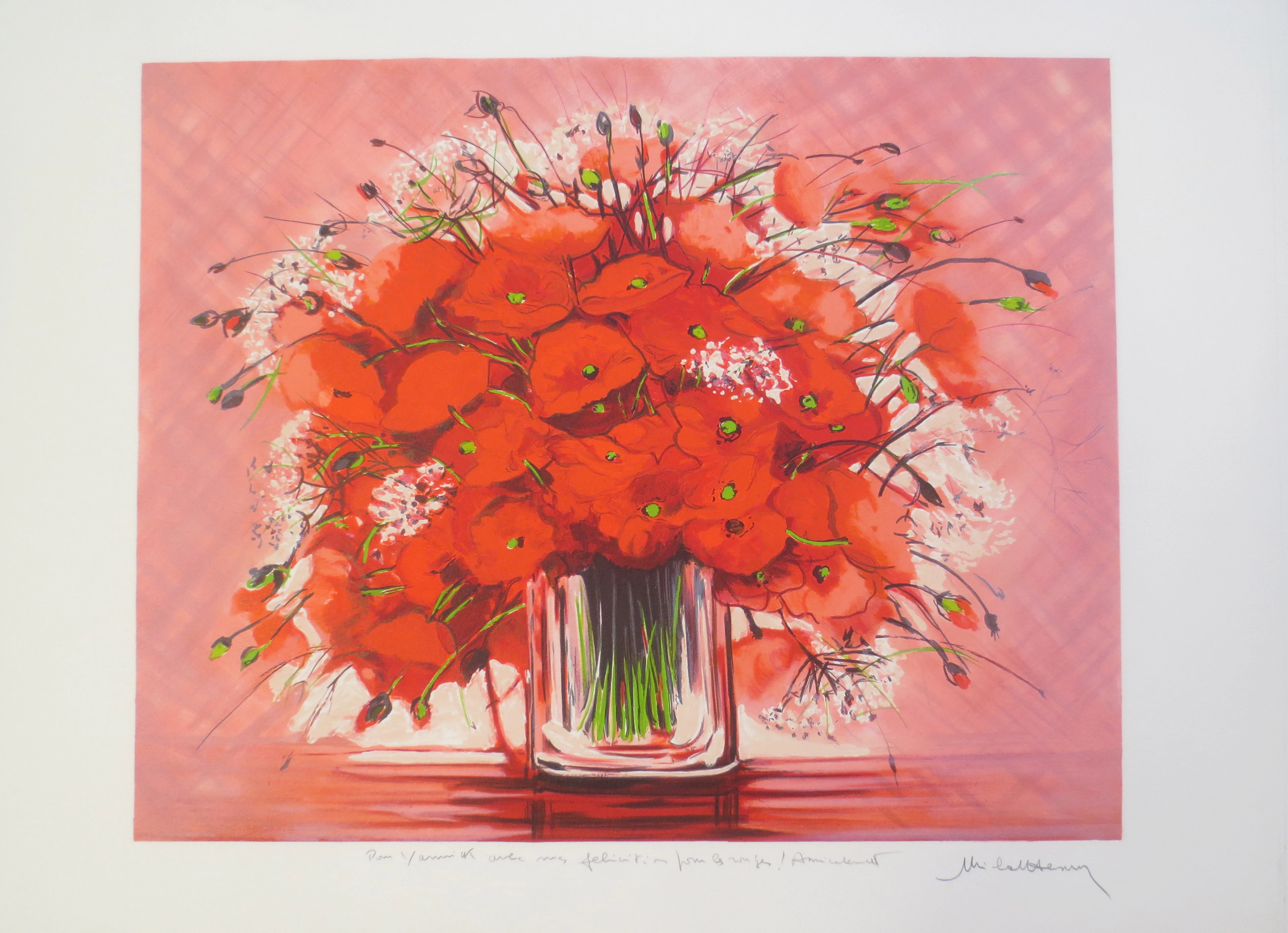 Michel HENRY - Coquelicots - Lithographie signée