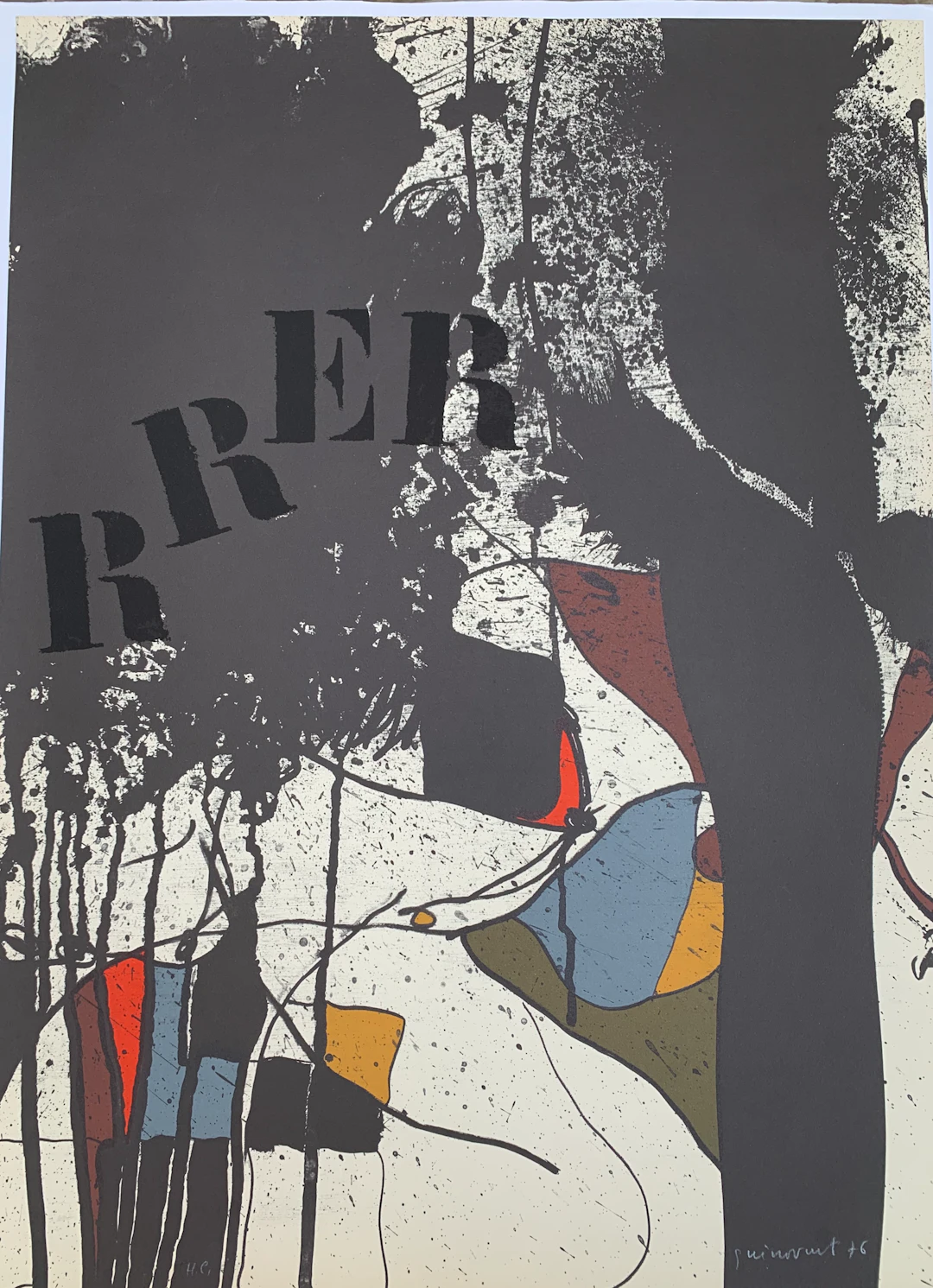 Josep GUINOVART - Composition (RRER), 1976 - Lithographie signée au crayon