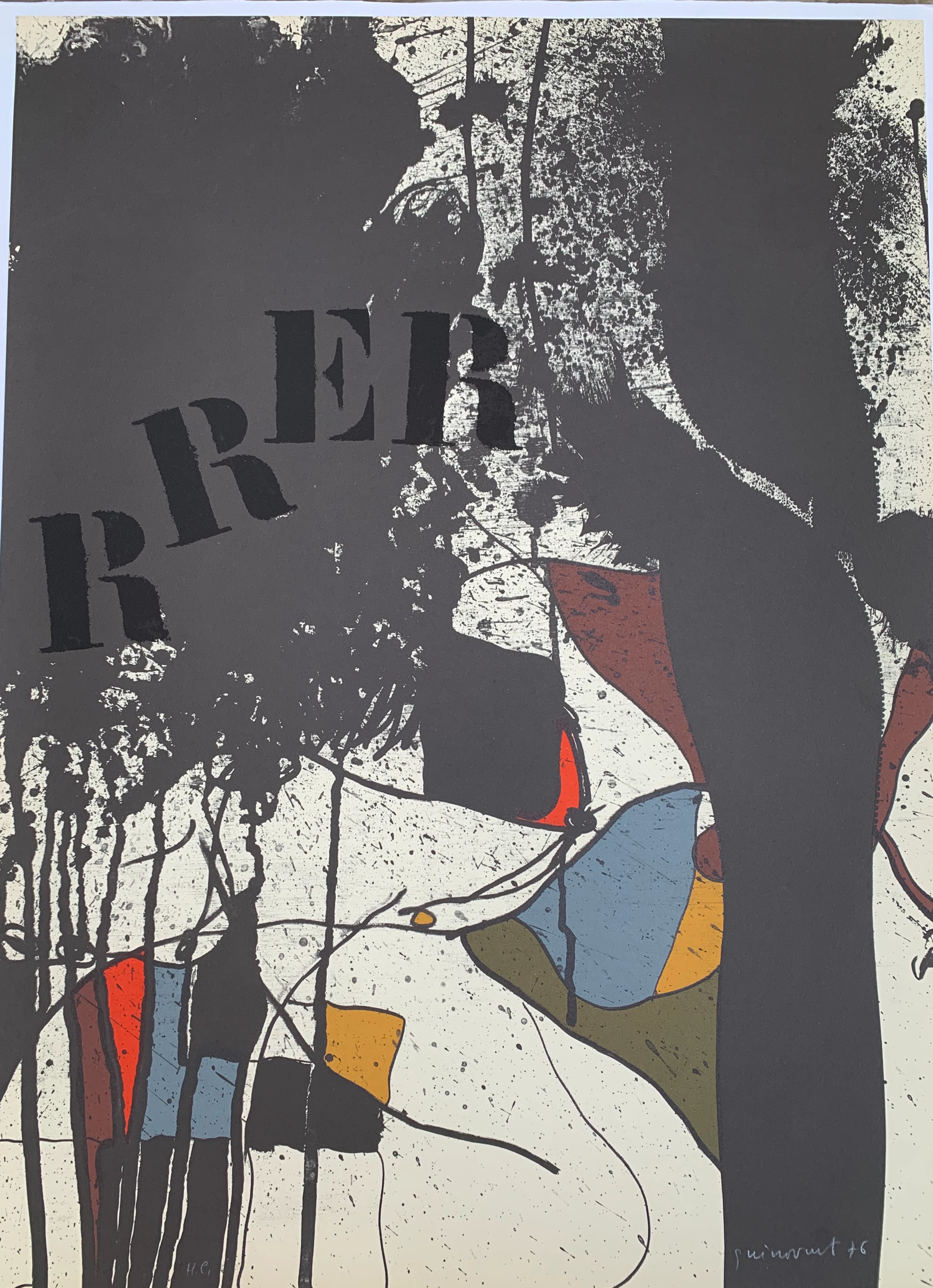 Josep GUINOVART - Composition (RRER), 1976 - Lithographie signée au crayon