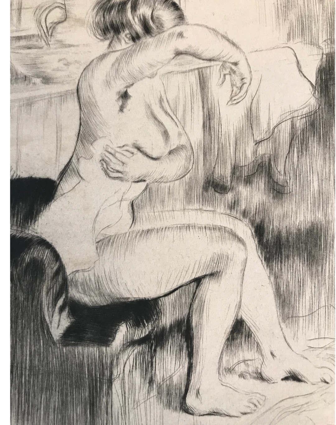 Louis LEGRAND - Femme à sa toilette - Eau-forte signée