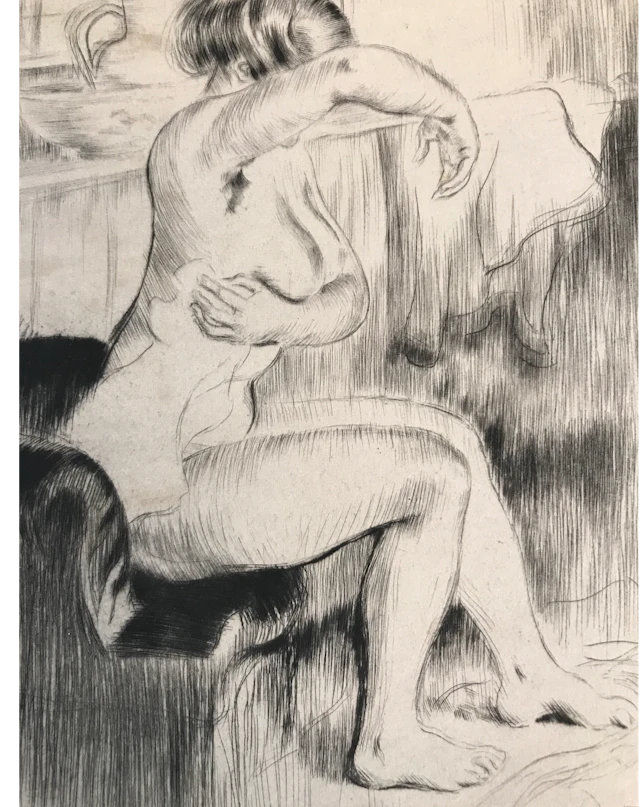 Louis LEGRAND - Femme à sa toilette - Eau-forte signée