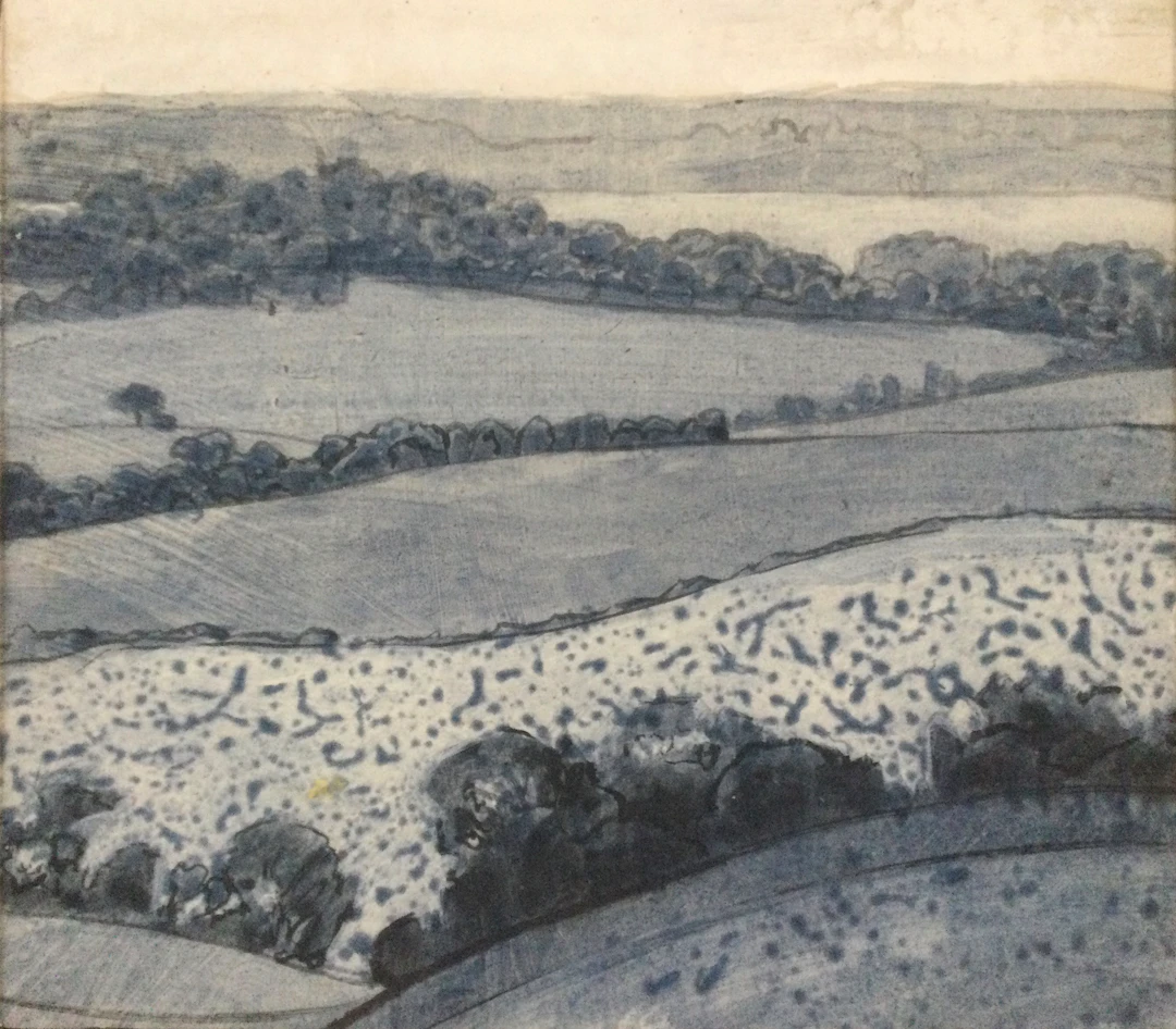 Pierre PAVLOFF - Paysage - Acrylique sur papier marouflé sur panneau signé
